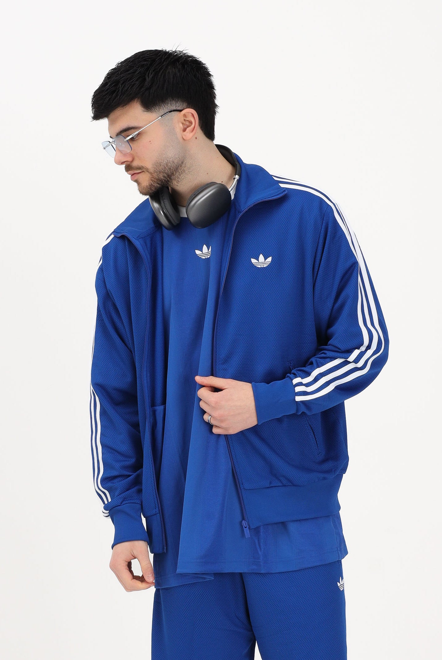 ADIDAS ORIGINALS Felpa con zip Firebird Adicolor Mesh blu da uomo KE0790 . ADIDAS ORIGINALS