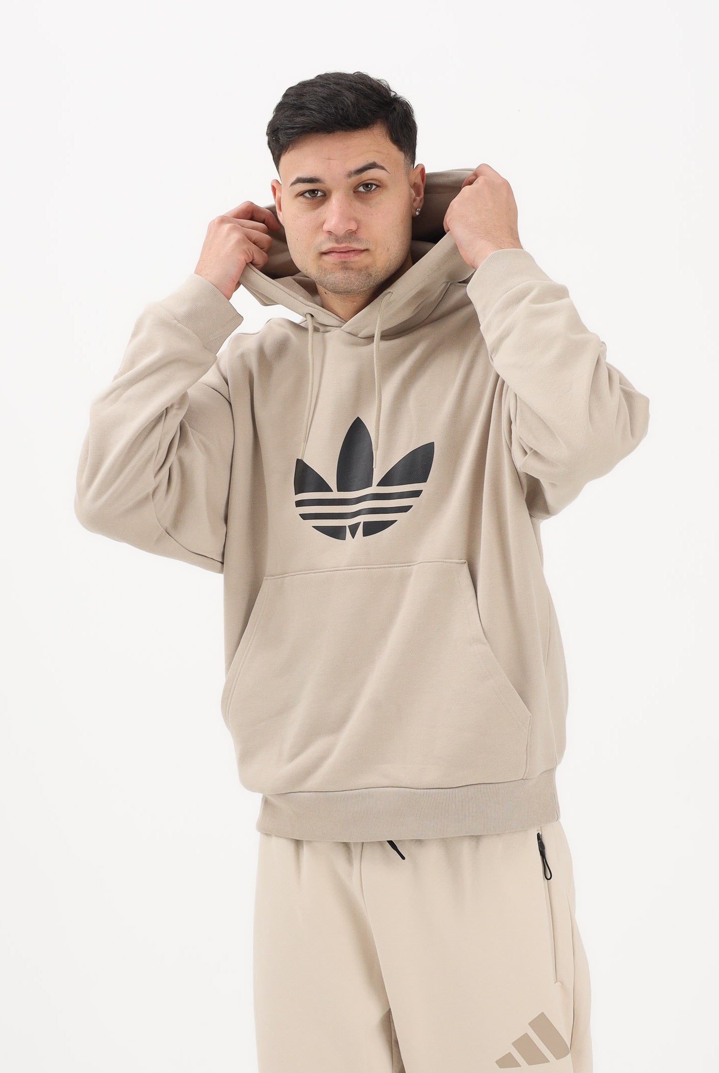ADIDAS ORIGINALS Felpa con cappuccio ADICOLOR TREFOIL beige da uomo KE0878 . ADIDAS ORIGINALS
