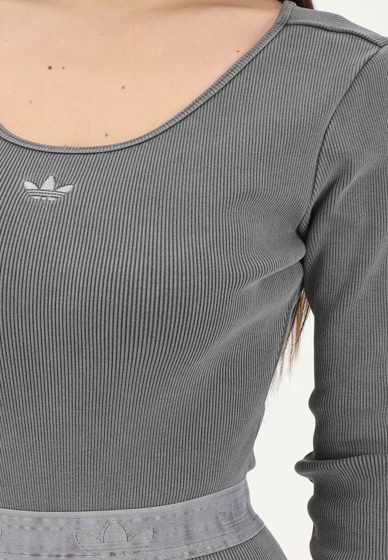 ADIDAS ORIGINALS Body a manica lunga ESSENTIALS RIB WASHED grigio da donna KE1121 . ADIDAS ORIGINALS