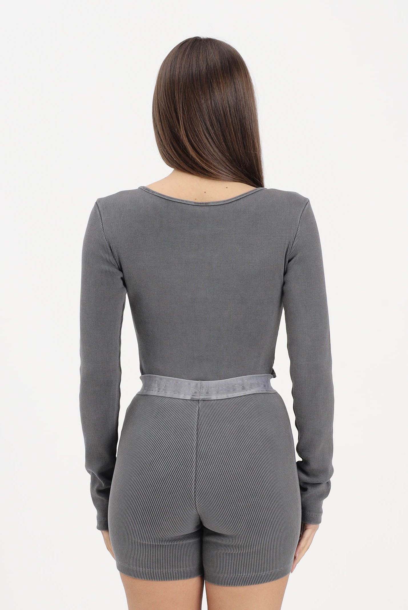 ADIDAS ORIGINALS Body a manica lunga ESSENTIALS RIB WASHED grigio da donna KE1121 . ADIDAS ORIGINALS