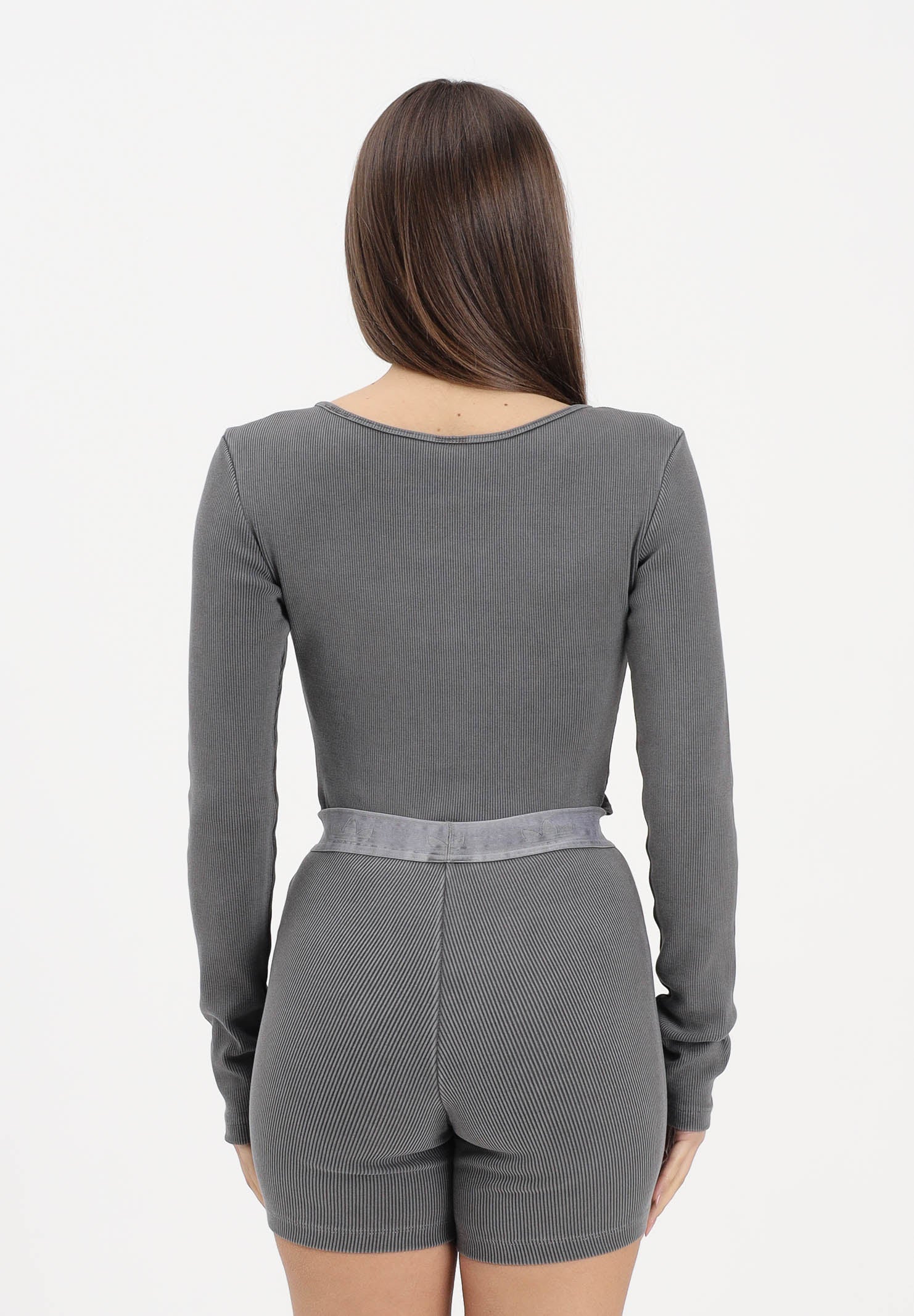 ADIDAS ORIGINALS Body a manica lunga ESSENTIALS RIB WASHED grigio da donna KE1121 . ADIDAS ORIGINALS