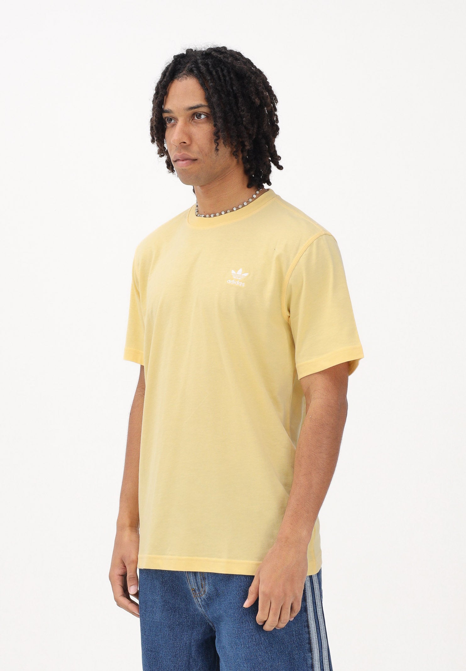 ADIDAS ORIGINALS T-shirt a manica corta TREFOIL ESSENTIALS gialla da uomo KE1165 . ADIDAS ORIGINALS