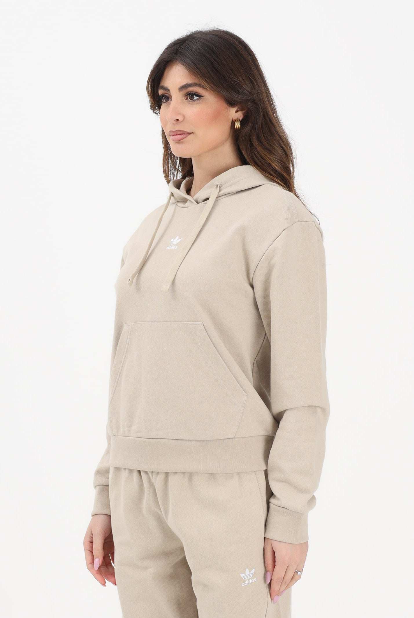 ADIDAS ORIGINALS Felpa con cappuccio ESSENTIALS FRENCH TERRY beige da donna KE1241 . ADIDAS ORIGINALS