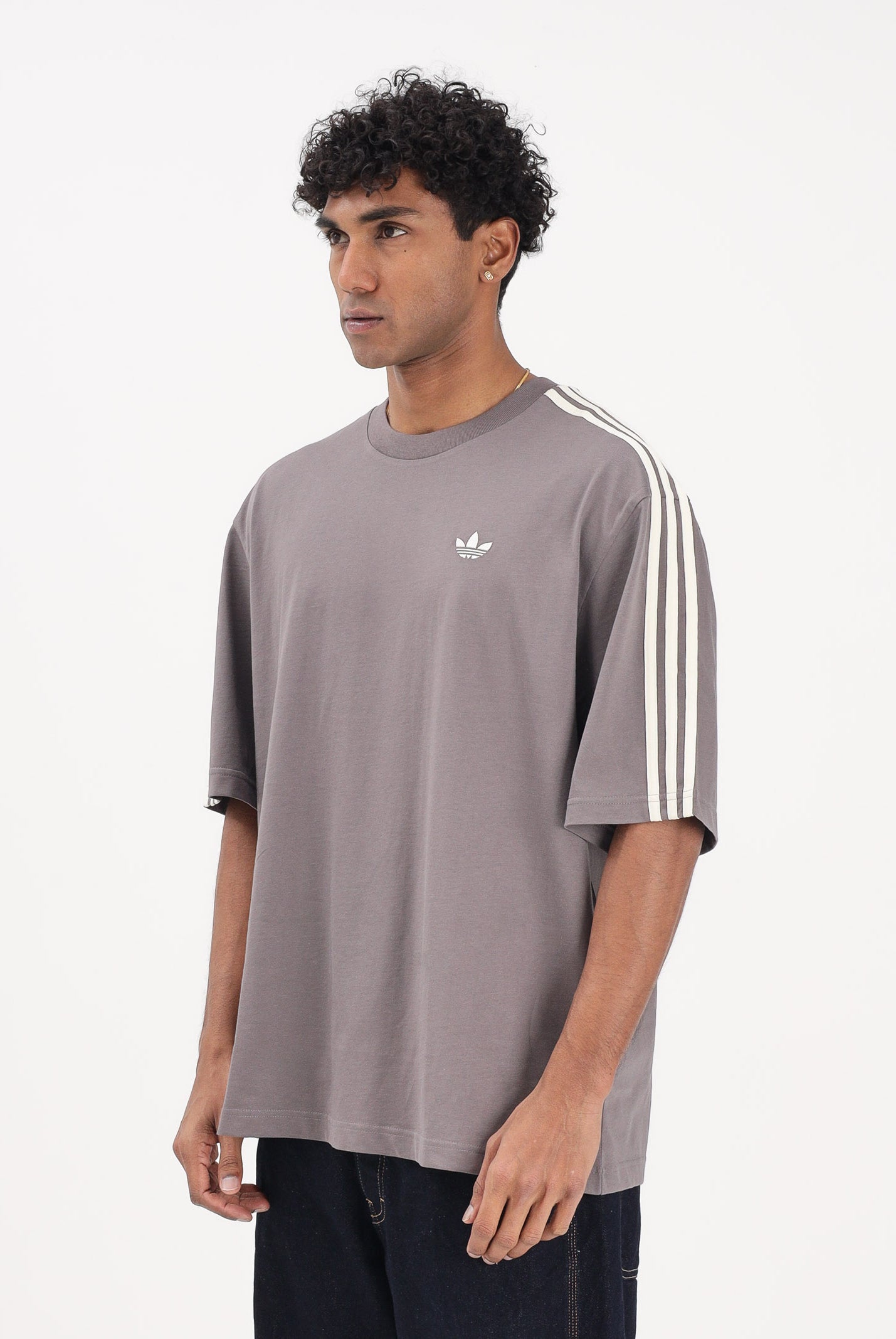 ADIDAS ORIGINALS T-shirt a manica corta ADICOLOR 3-STRIPES OVERSIZED grigia da uomo KE1591 . ADIDAS ORIGINALS