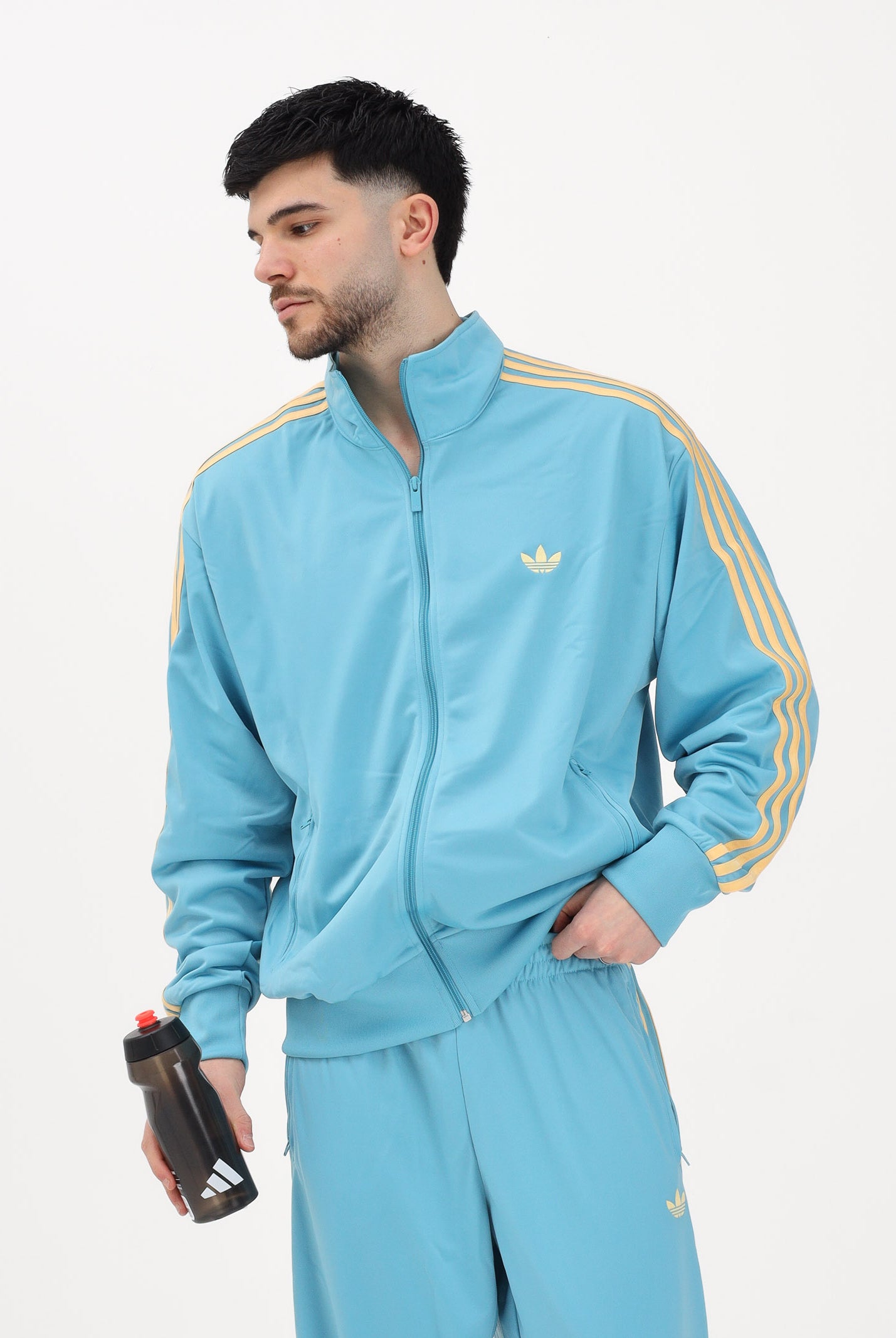 ADIDAS ORIGINALS Felpa con zip Firebird azzurra da uomo KE1642 . ADIDAS ORIGINALS
