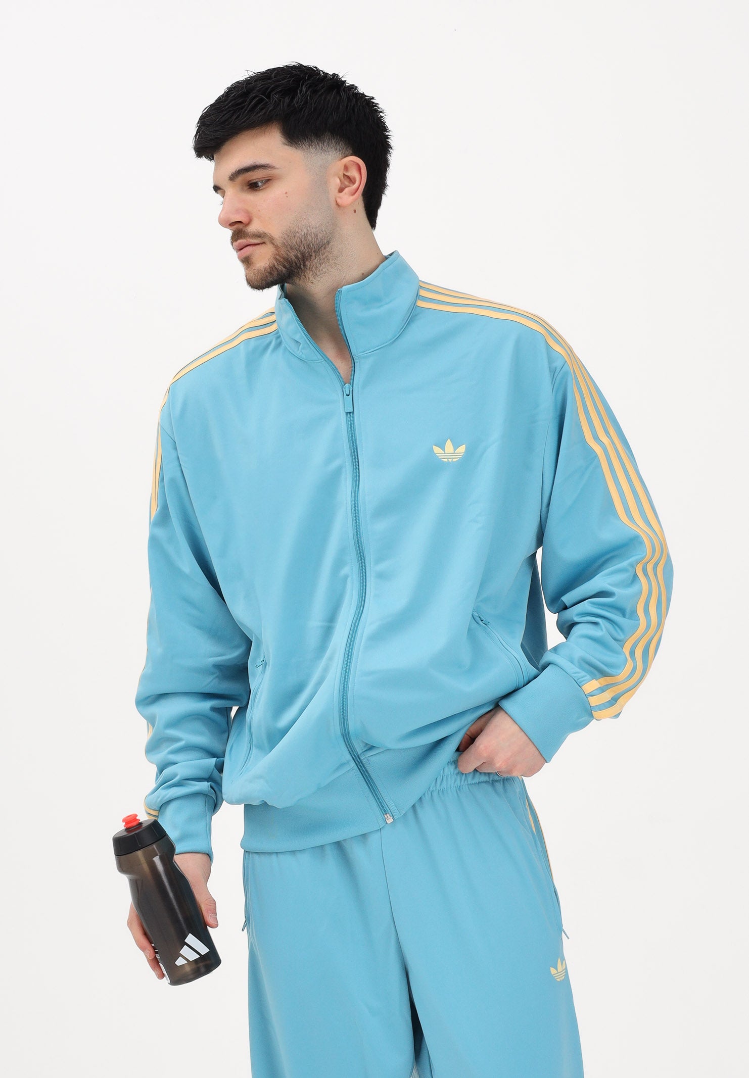 ADIDAS ORIGINALS Felpa con zip Firebird azzurra da uomo KE1642 . ADIDAS ORIGINALS