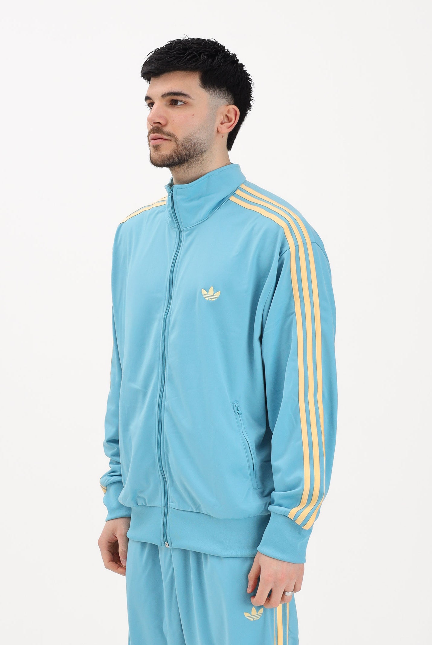 ADIDAS ORIGINALS Felpa con zip Firebird azzurra da uomo KE1642 . ADIDAS ORIGINALS