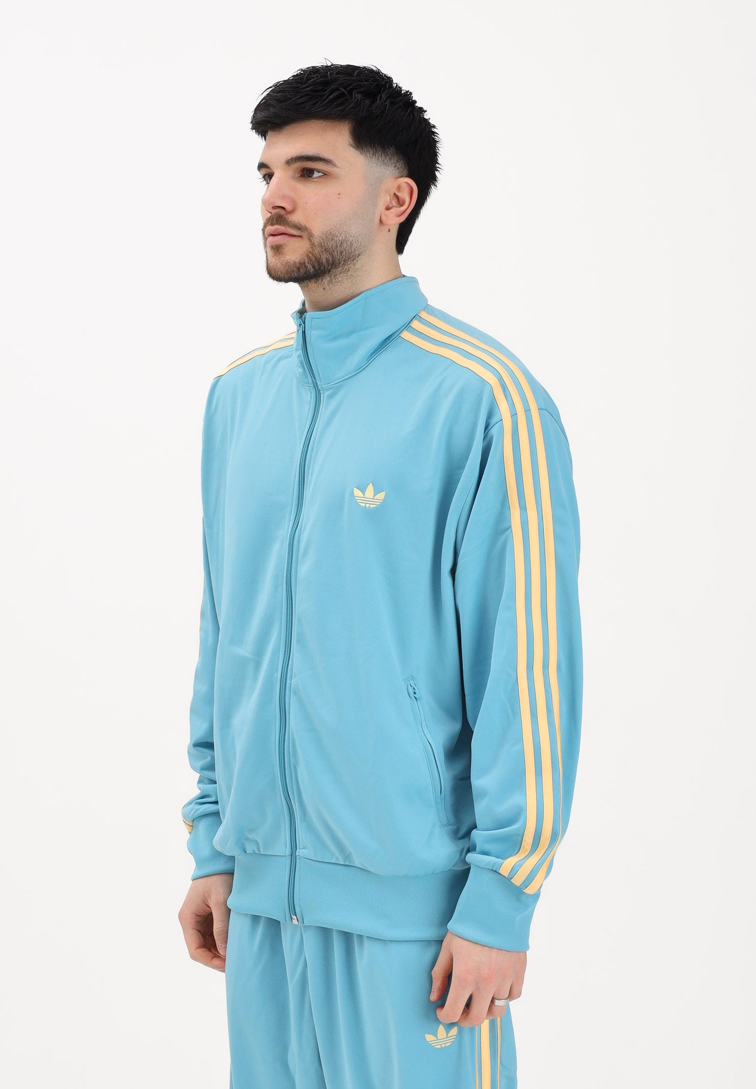 ADIDAS ORIGINALS Felpa con zip Firebird azzurra da uomo KE1642 . ADIDAS ORIGINALS