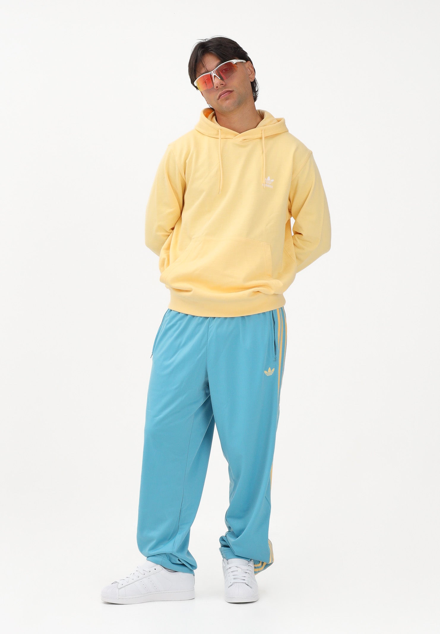 ADIDAS ORIGINALS Pantalone sportivo FIREBIRD azzurro e giallo da uomo KE1648 . ADIDAS ORIGINALS