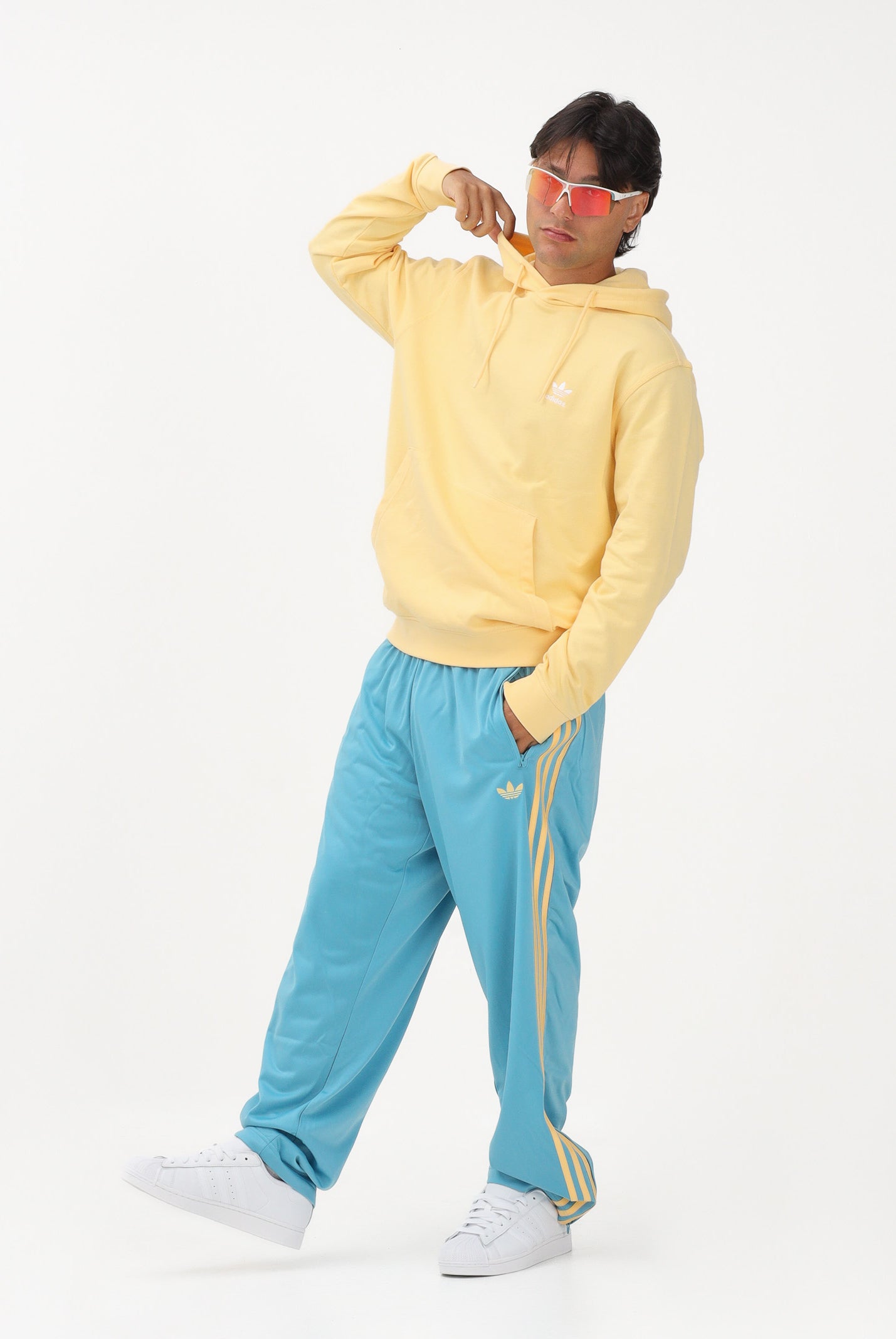 ADIDAS ORIGINALS Pantalone sportivo FIREBIRD azzurro e giallo da uomo KE1648 . ADIDAS ORIGINALS