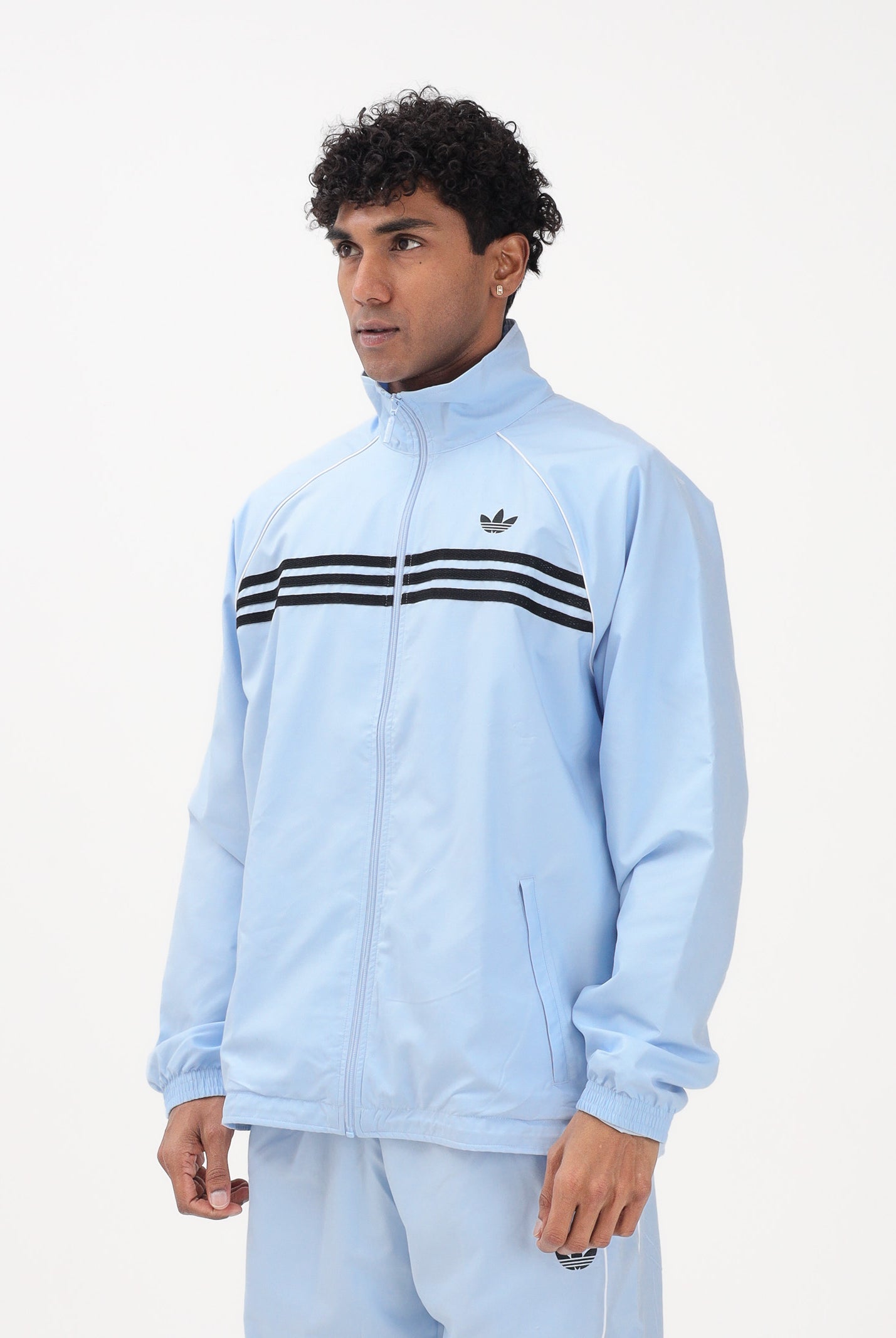 ADIDAS ORIGINALS Giacca a vento CHEST STRIPES celeste da uomo KE2164 . ADIDAS ORIGINALS