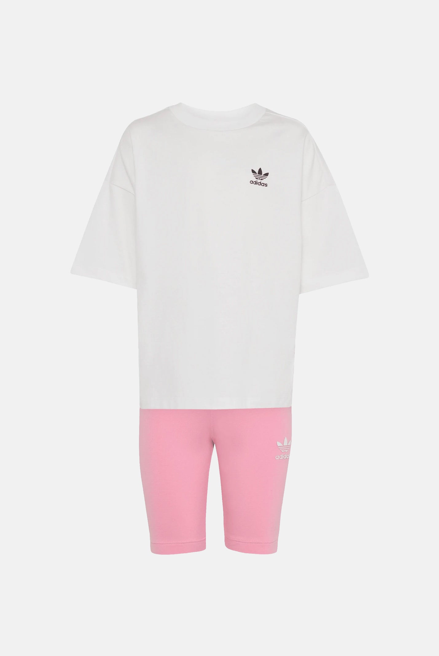 ADIDAS ORIGINALS Completo Pantaloncini da ciclismo e maglietta Light Pink/White rosa chiaro e bianco bambina. KE2345 . ADIDAS ORIGINALS