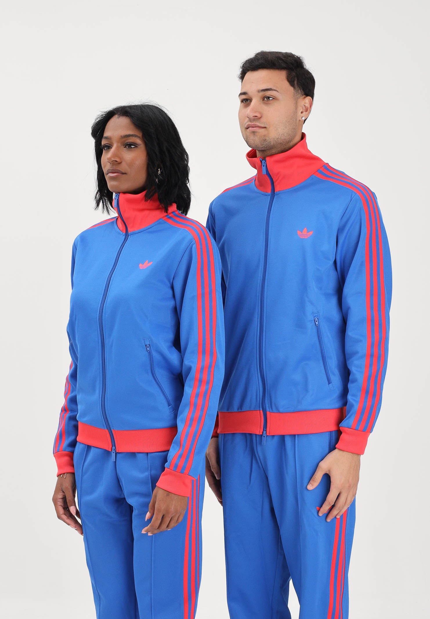 ADIDAS ORIGINALS Felpa con zip CLASSIC blu e rosso per uomo e donna KE2412 . ADIDAS ORIGINALS