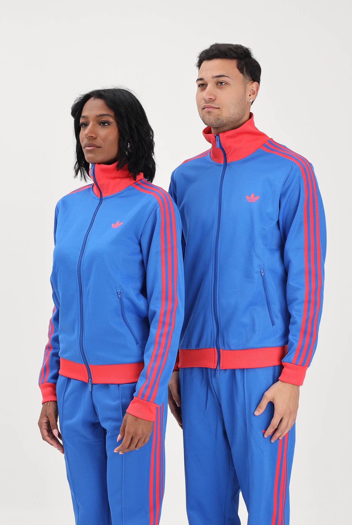 ADIDAS ORIGINALS Felpa con zip CLASSIC blu e rosso per uomo e donna KE2412 . ADIDAS ORIGINALS