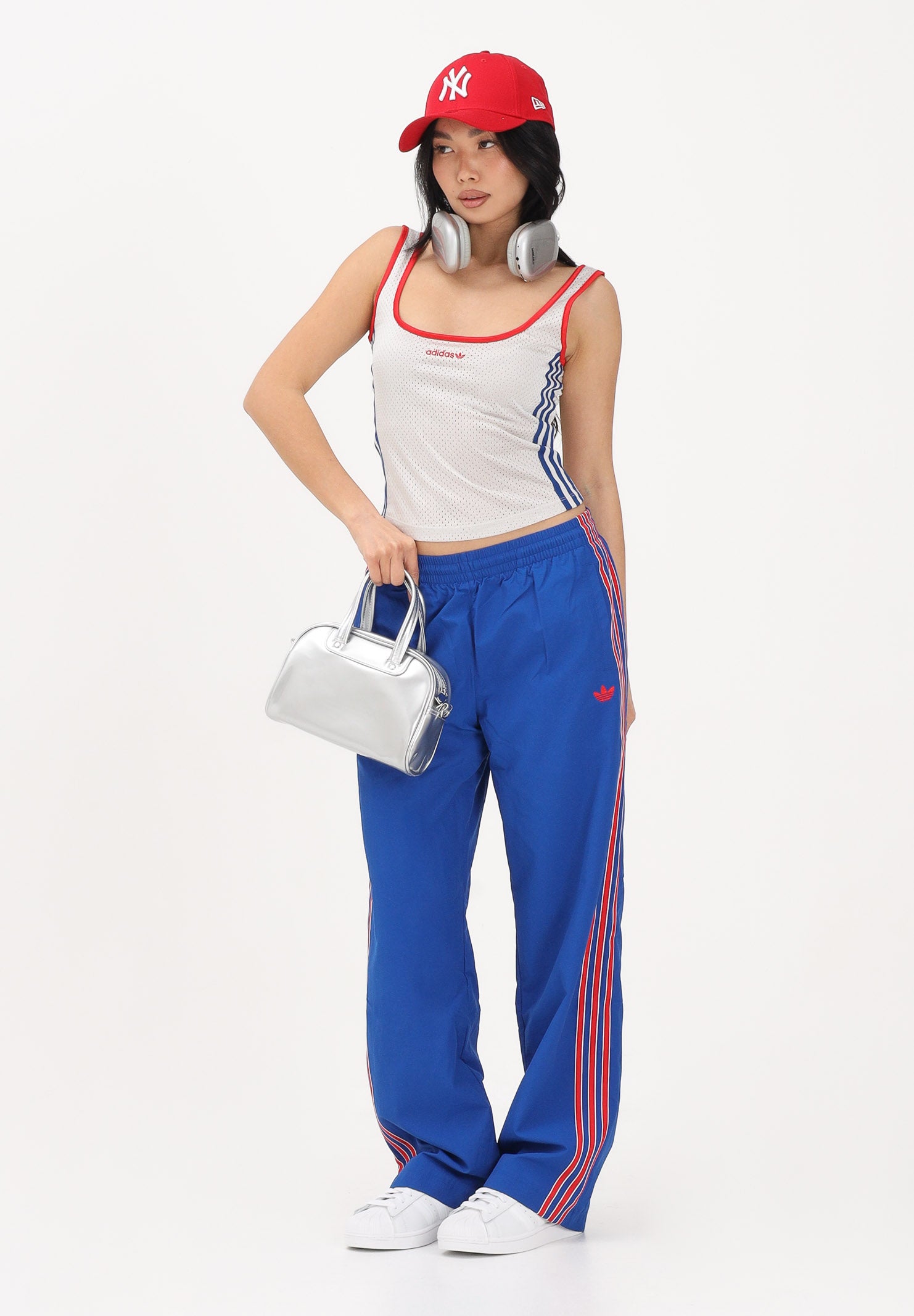 ADIDAS ORIGINALS Pantalone sportivo SST blu e rosso da donna KE2416 . ADIDAS ORIGINALS