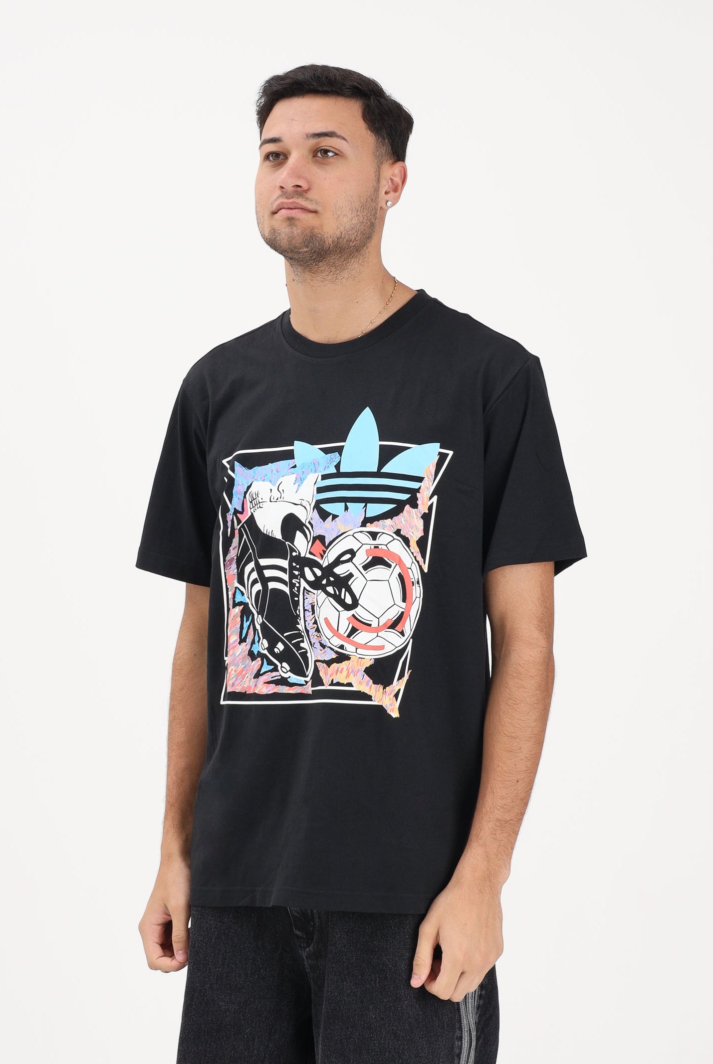 ADIDAS ORIGINALS T-shirt a manica corta Archive Anime Football nera da uomo KE2768 . ADIDAS ORIGINALS