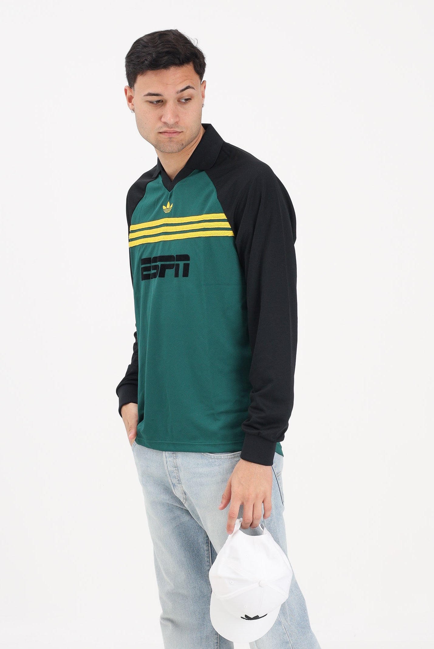 ADIDAS ORIGINALS Polo a manica lunga SPONSORED ARCHIVE verde e nera per uomo e donna KE3315 . ADIDAS ORIGINALS