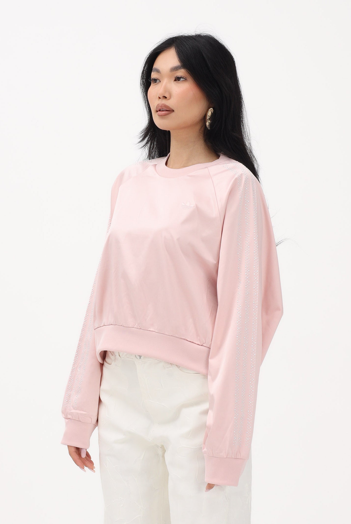 ADIDAS ORIGINALS Felpa girocollo PEARL JACQUARD rosa da donna KE3354 . ADIDAS ORIGINALS