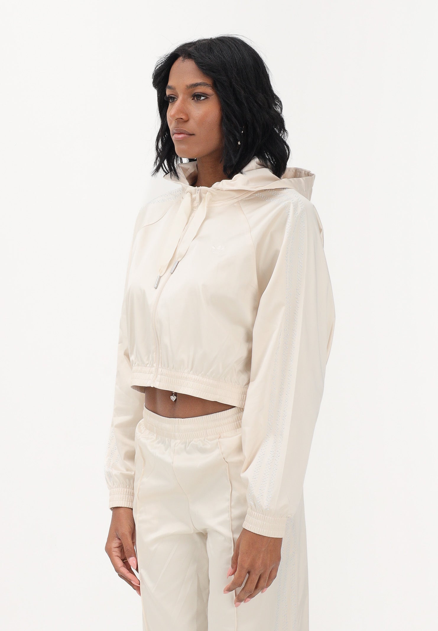 ADIDAS ORIGINALS Felpa con zip PEARL panna da donna KE3391 . ADIDAS ORIGINALS