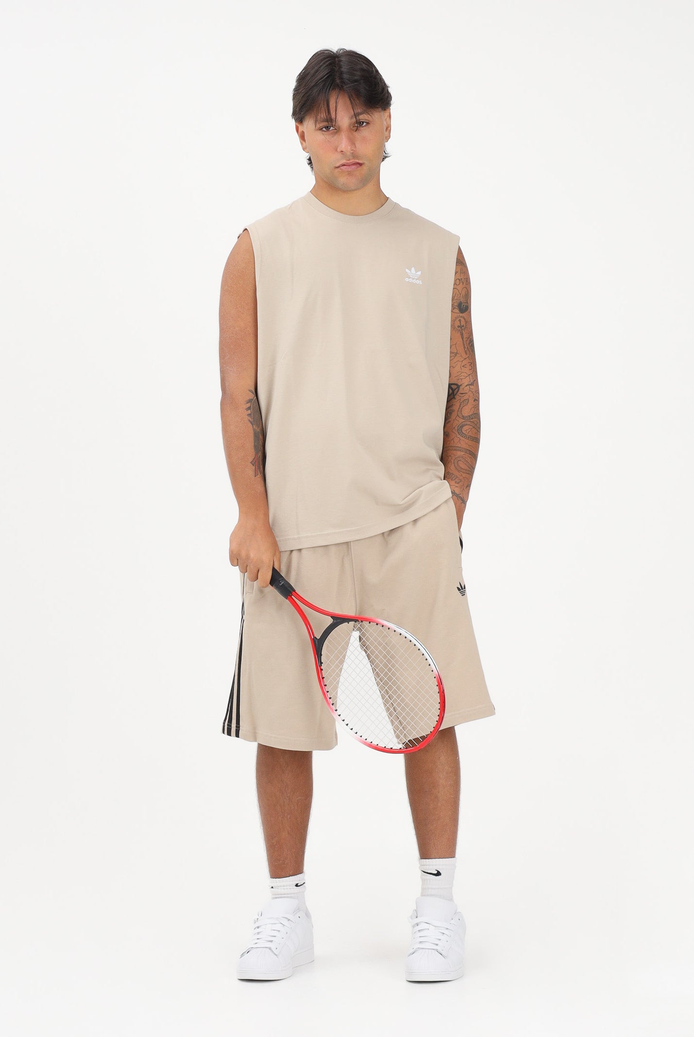 ADIDAS ORIGINALS Canotta TREFOIL ESSENTIALS beige da uomo KE3397 . ADIDAS ORIGINALS