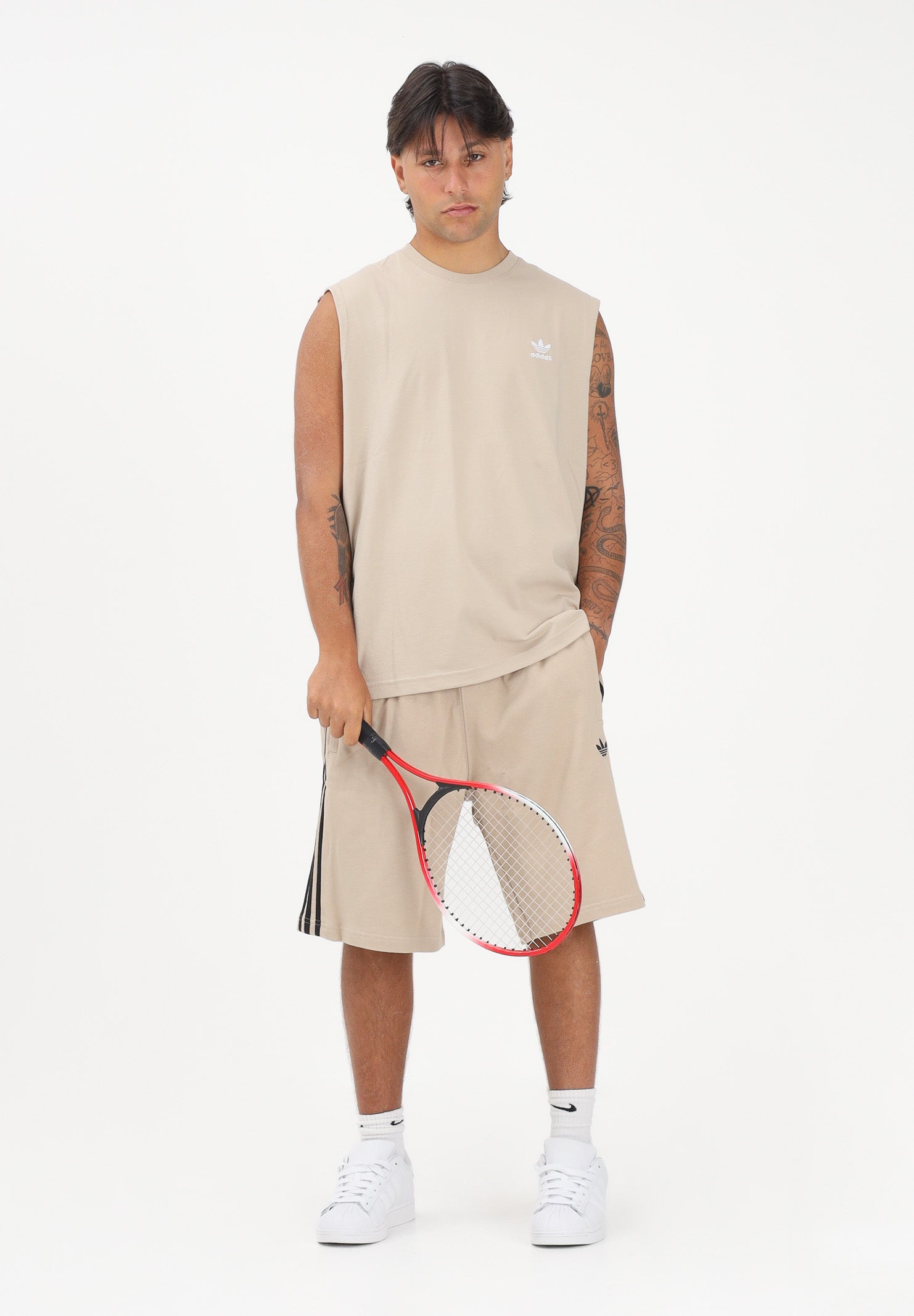 ADIDAS ORIGINALS Canotta TREFOIL ESSENTIALS beige da uomo KE3397 . ADIDAS ORIGINALS