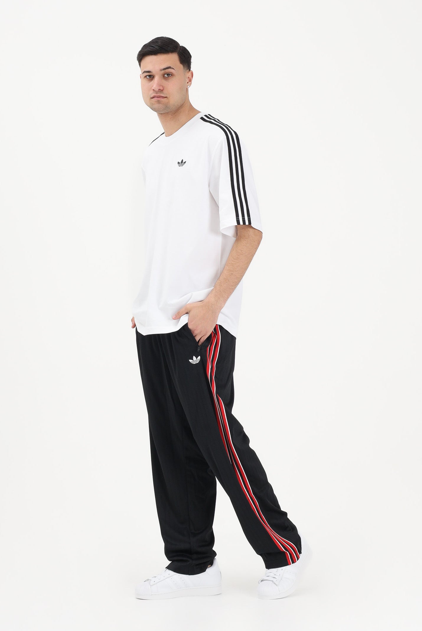 ADIDAS ORIGINALS Pantalone sportivo Firebird nero e rosso da uomo KE3457 . ADIDAS ORIGINALS
