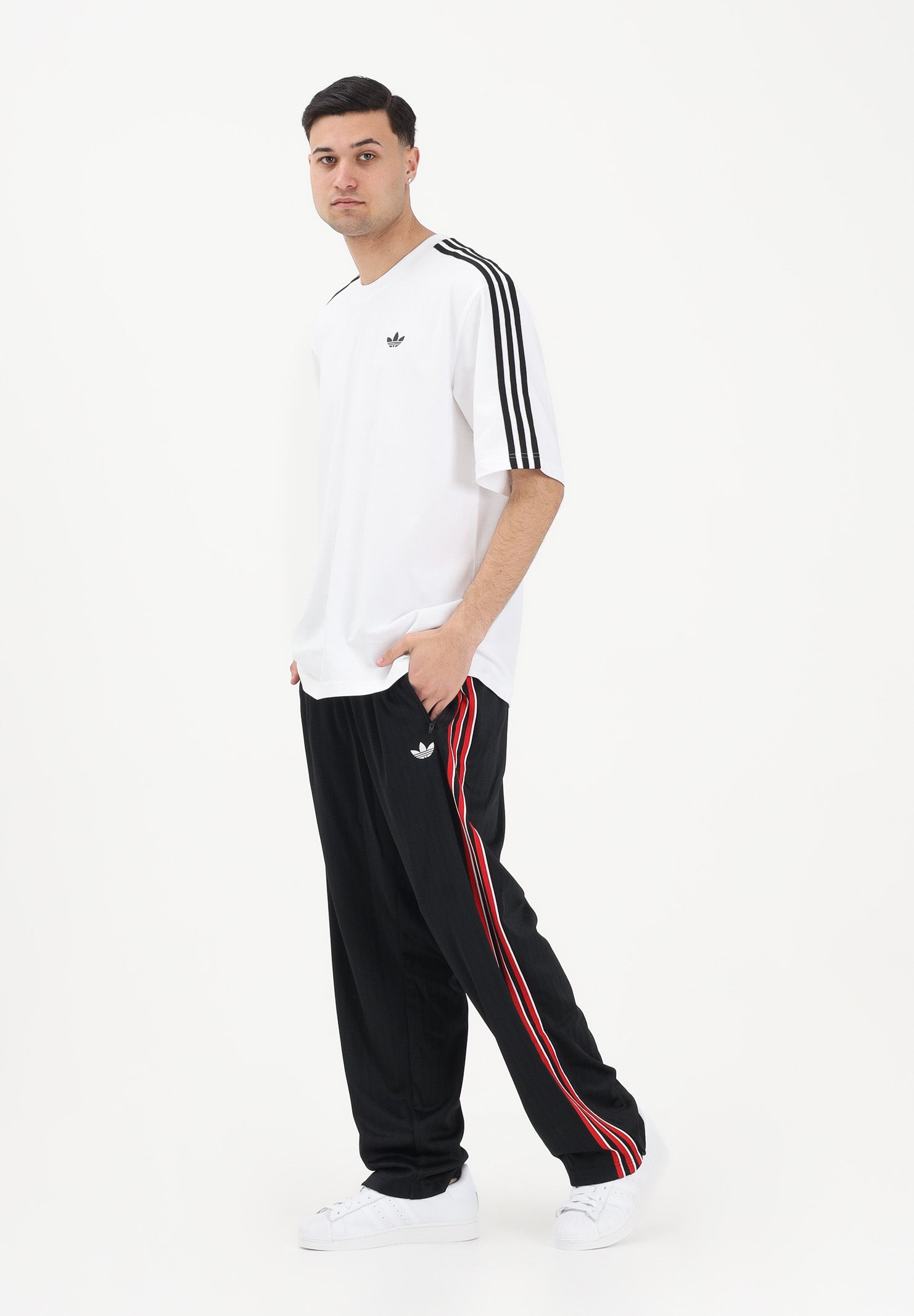 ADIDAS ORIGINALS Pantalone sportivo Firebird nero e rosso da uomo KE3457 . ADIDAS ORIGINALS