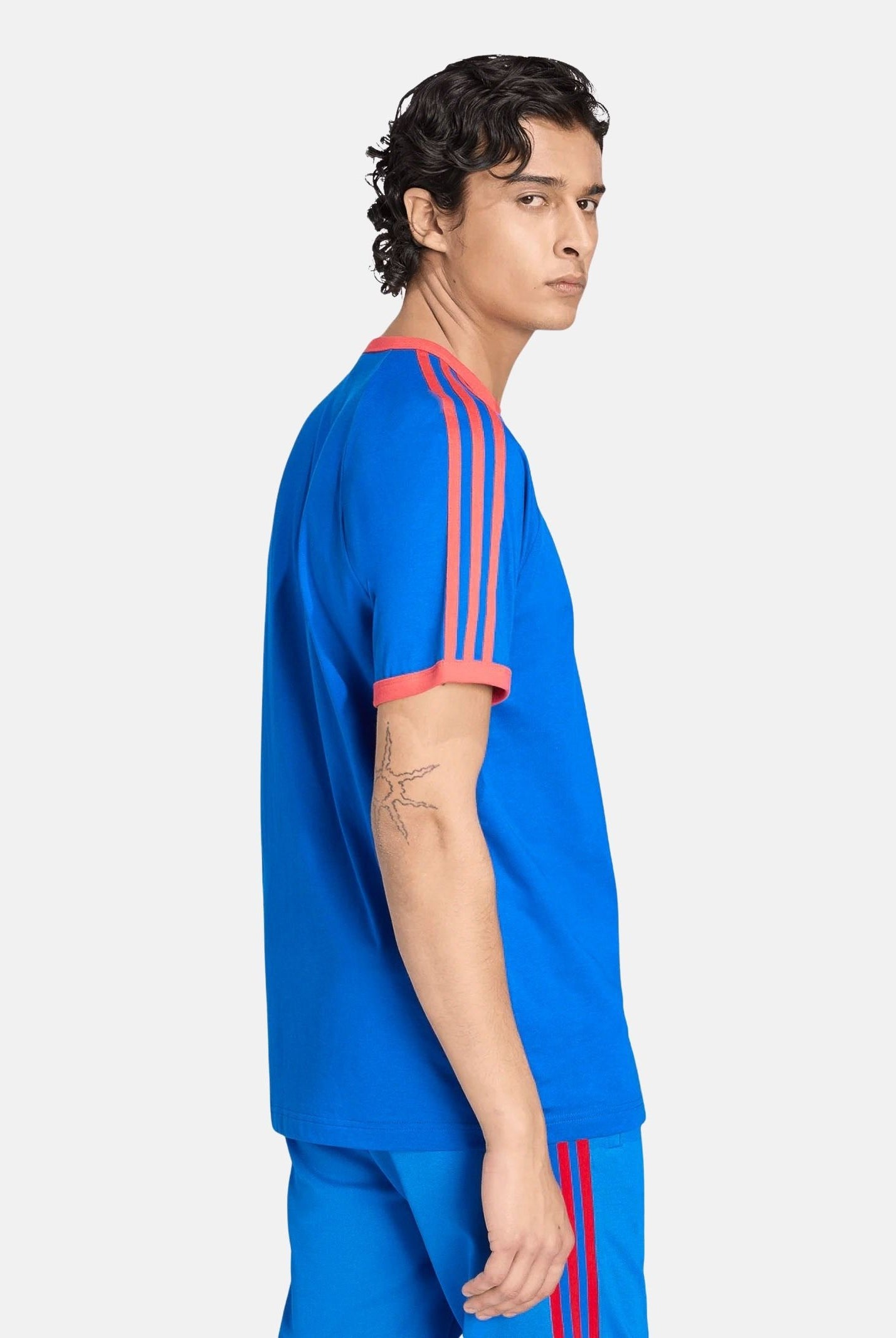 ADIDAS ORIGINALS T-shirt 3-Stripes Blue blu da uomo con righe a contrasto KE3531 . ADIDAS ORIGINALS