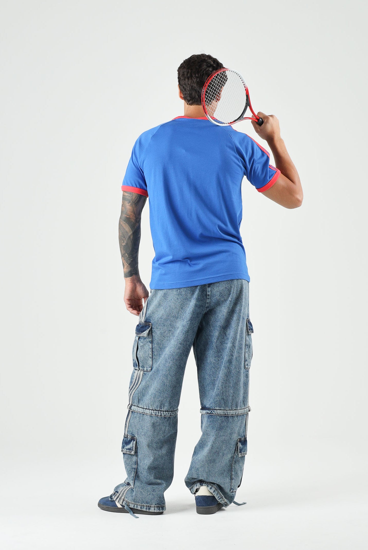 ADIDAS ORIGINALS T-shirt 3-Stripes Blue blu da uomo con righe a contrasto KE3531 . ADIDAS ORIGINALS