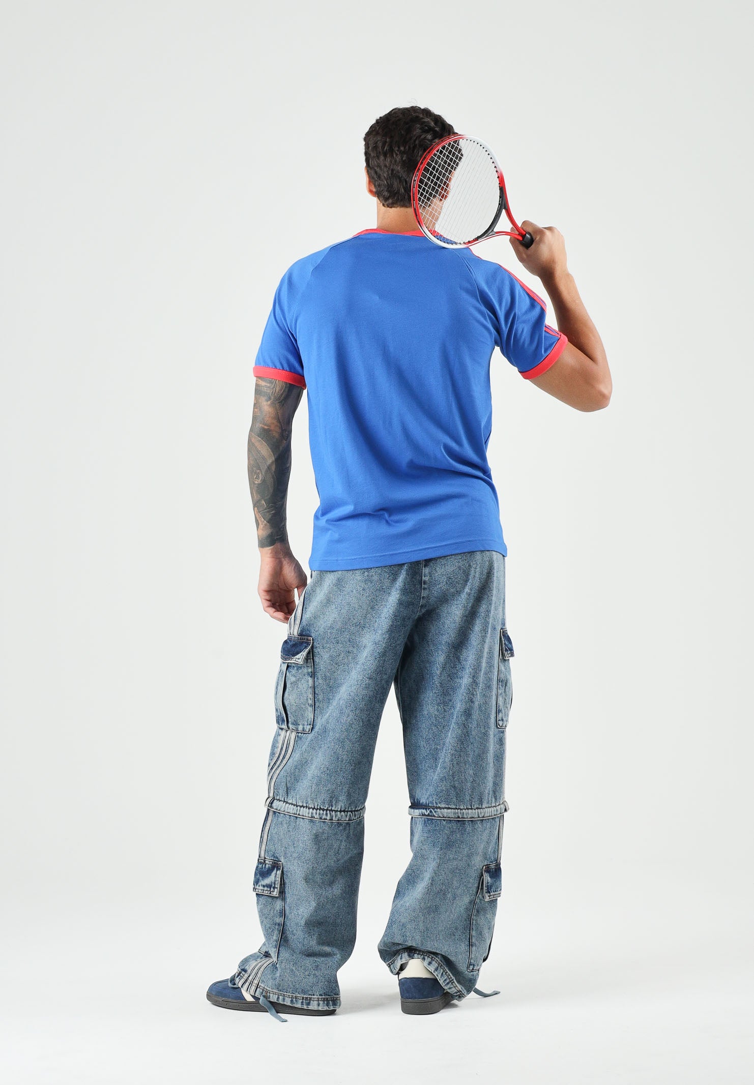 ADIDAS ORIGINALS T-shirt 3-Stripes Blue blu da uomo con righe a contrasto KE3531 . ADIDAS ORIGINALS