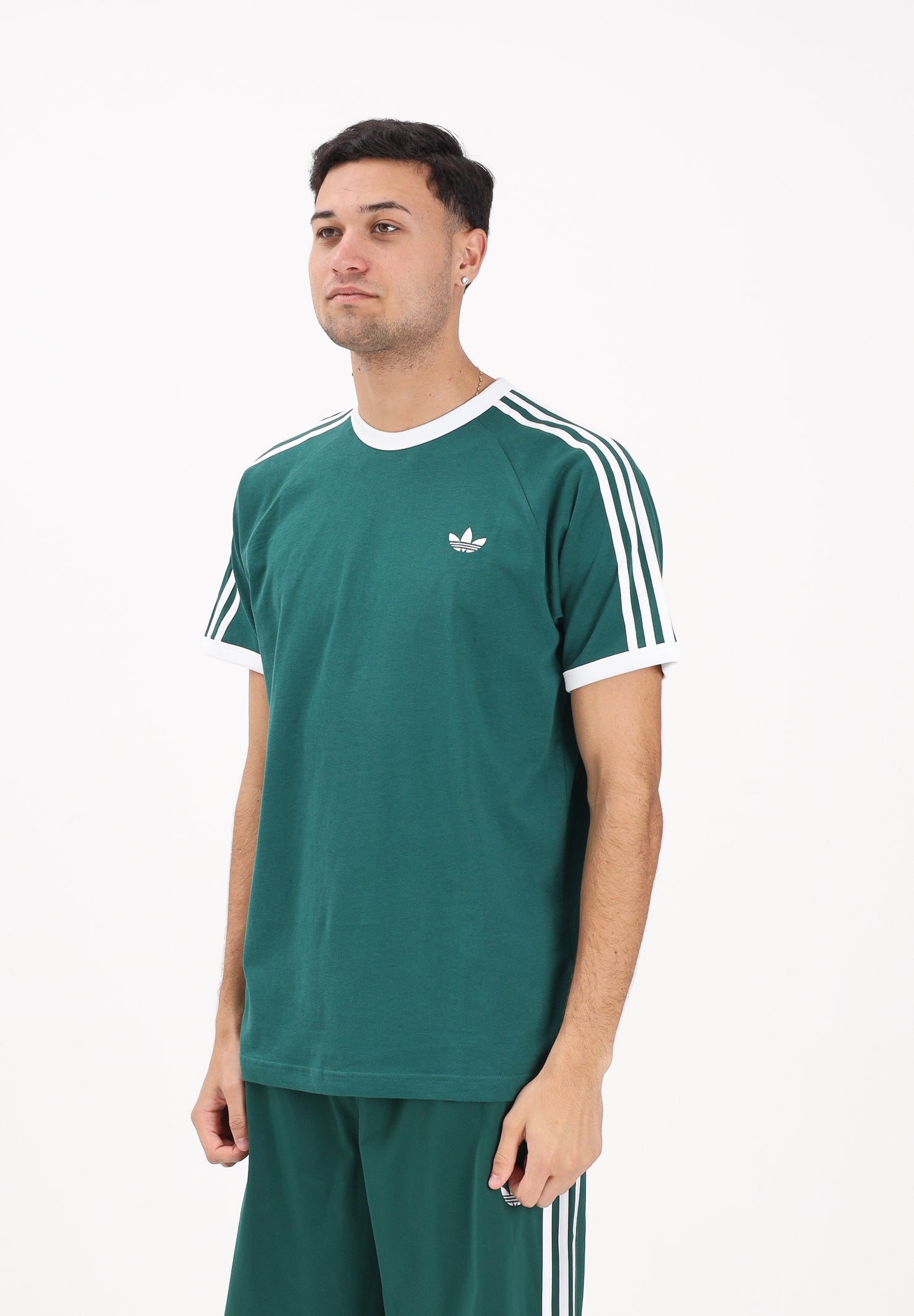 ADIDAS ORIGINALS T-shirt a manica corta 3 STRIPES verde da uomo KE3534 . ADIDAS ORIGINALS