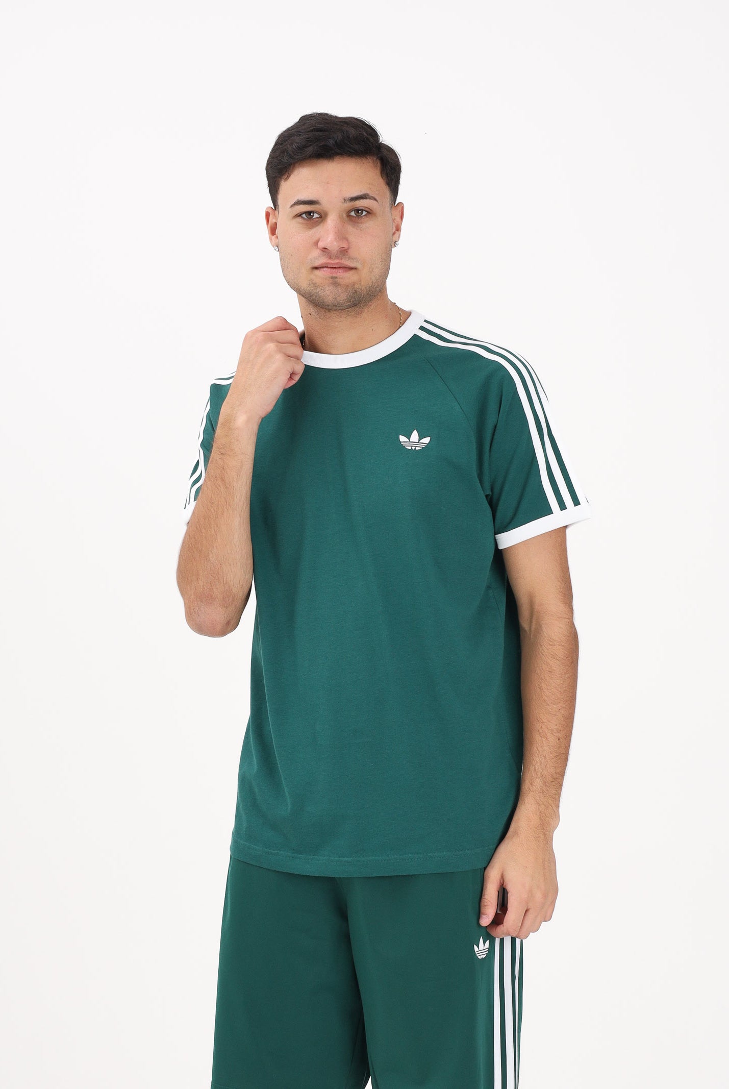 ADIDAS ORIGINALS T-shirt a manica corta 3 STRIPES verde da uomo KE3534 . ADIDAS ORIGINALS
