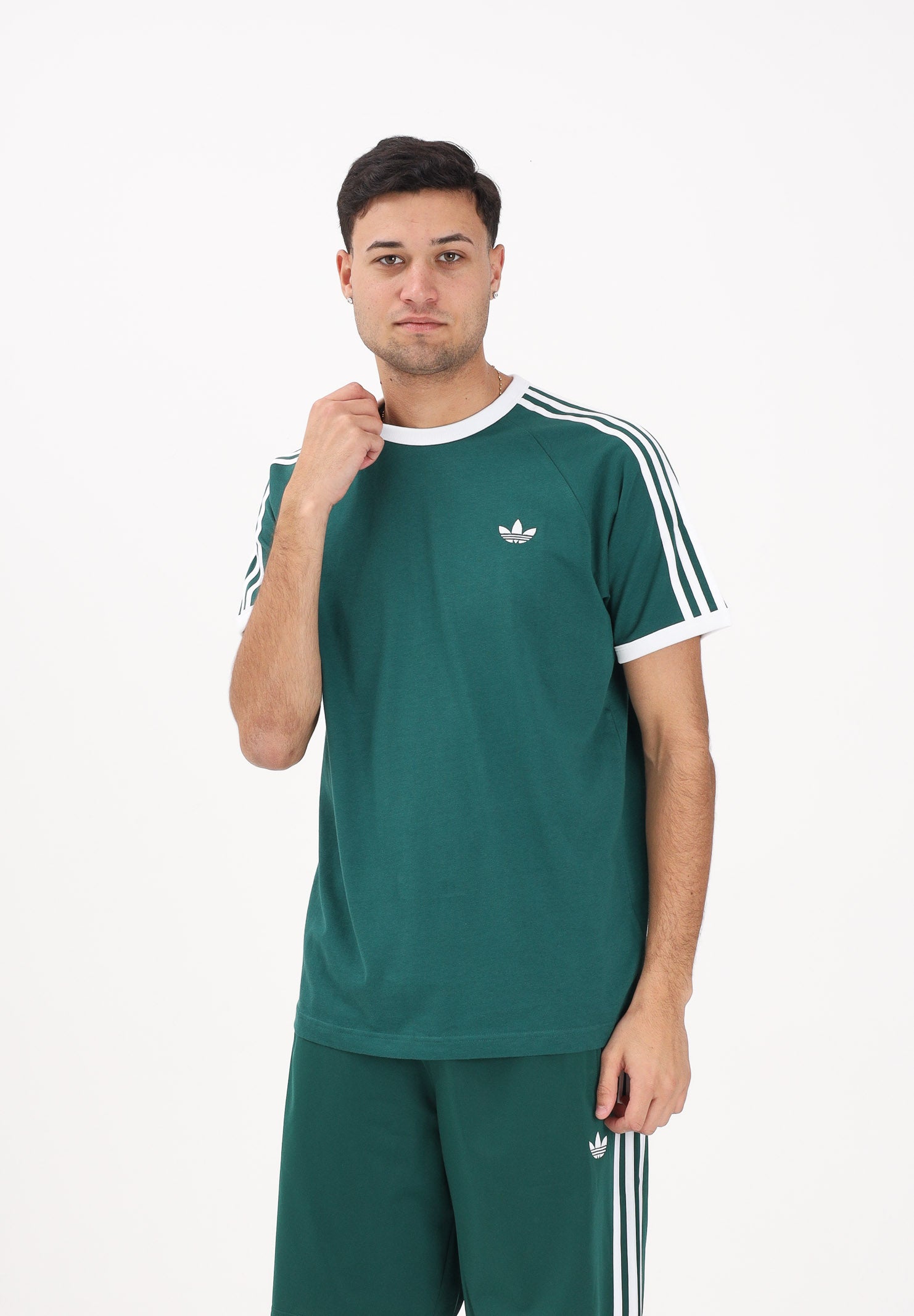 ADIDAS ORIGINALS T-shirt a manica corta 3 STRIPES verde da uomo KE3534 . ADIDAS ORIGINALS