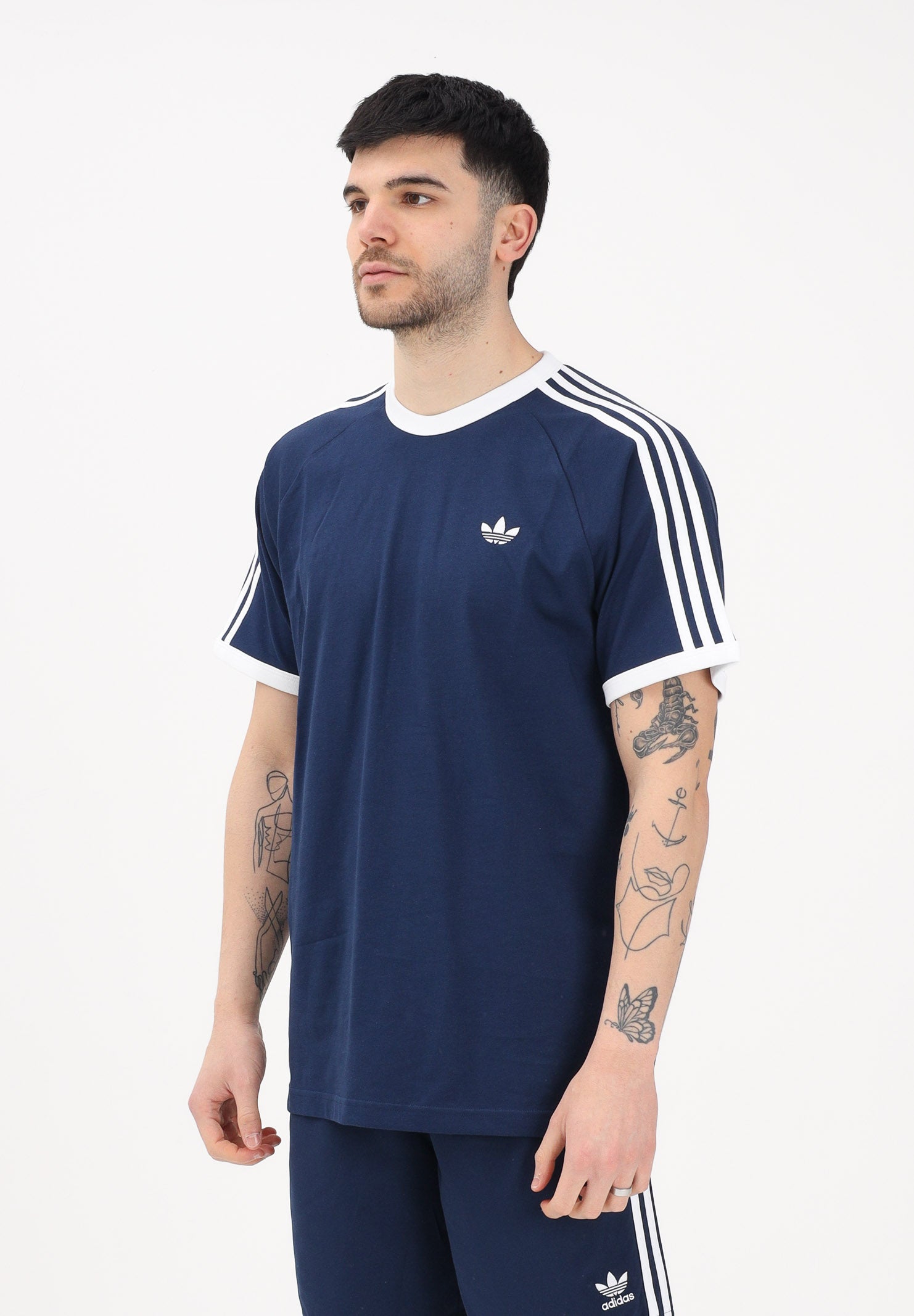 ADIDAS ORIGINALS T-shirt a manica corta 3 STRIPES blu da uomo KE3536 . ADIDAS ORIGINALS