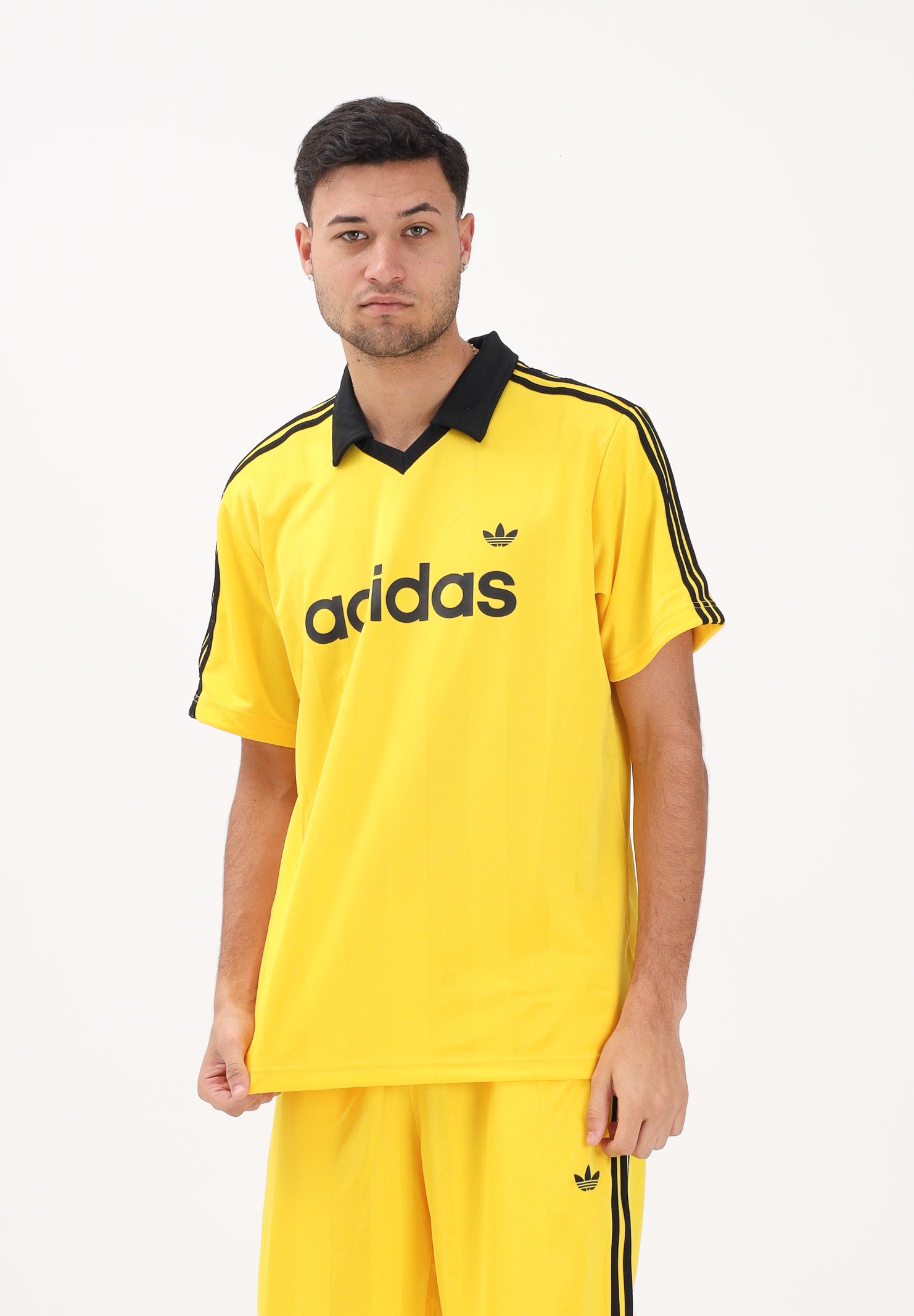 ADIDAS ORIGINALS Polo a manica corta Archive Collar Engineered Jersey gialla da uomo KE3581 . ADIDAS ORIGINALS