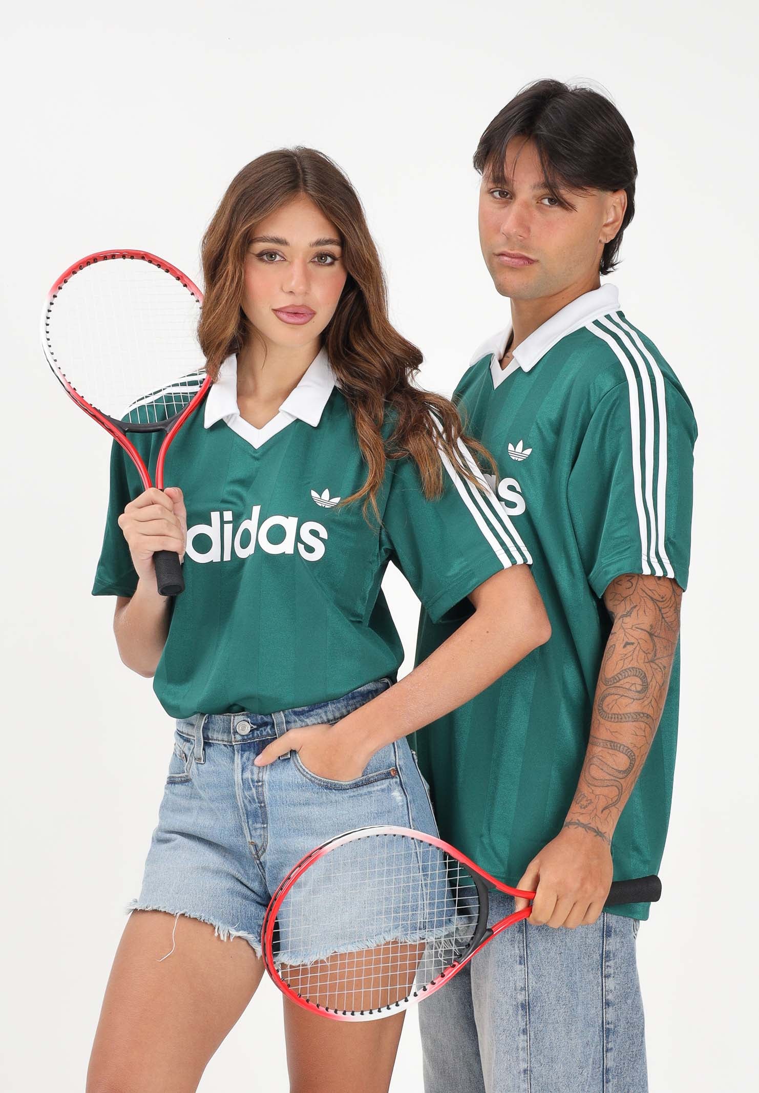 ADIDAS ORIGINALS Polo a manica corta Archive Collar Engineered Jersey verde per uomo e donna KE3582 . ADIDAS ORIGINALS