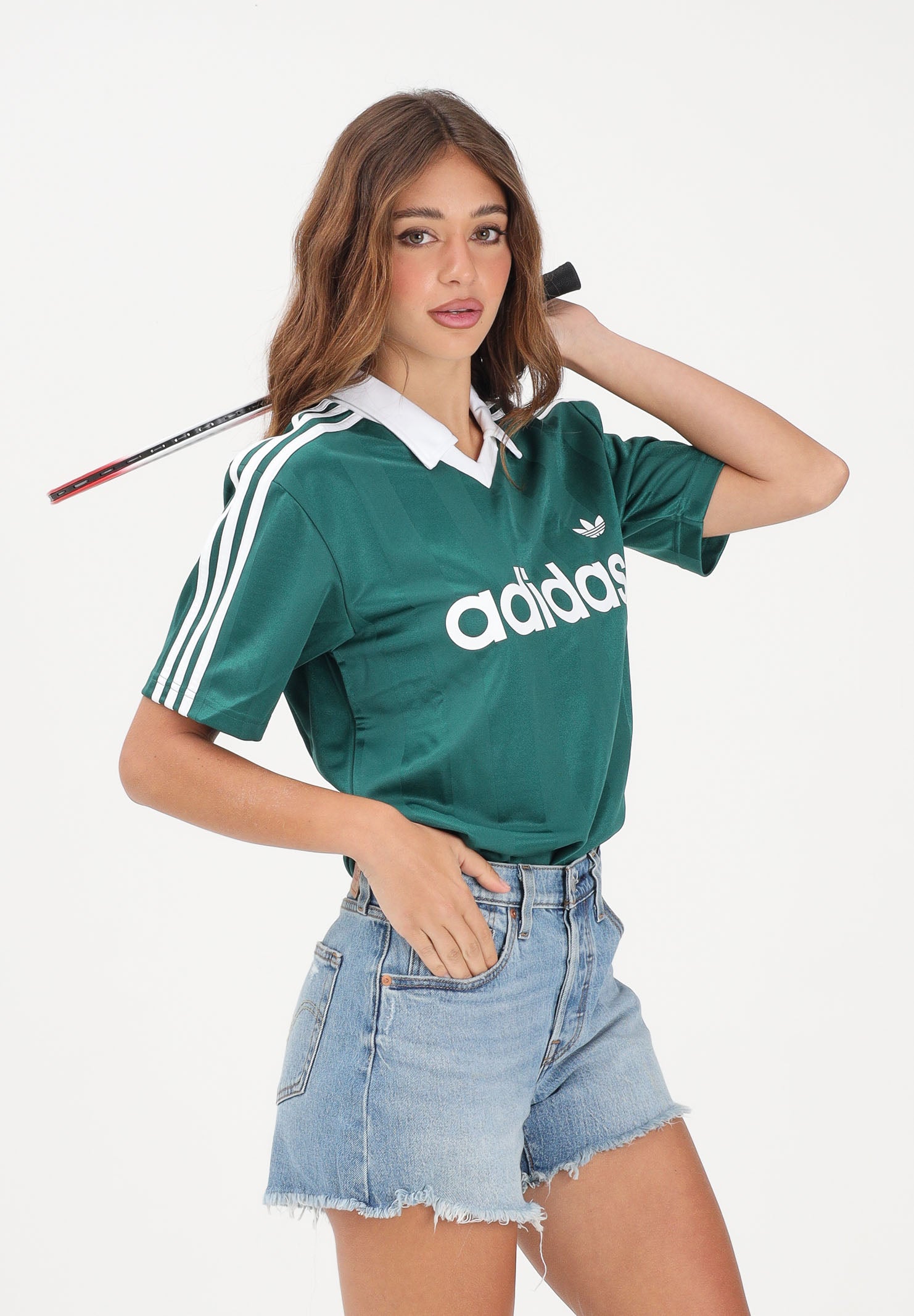 ADIDAS ORIGINALS Polo a manica corta Archive Collar Engineered Jersey verde per uomo e donna KE3582 . ADIDAS ORIGINALS