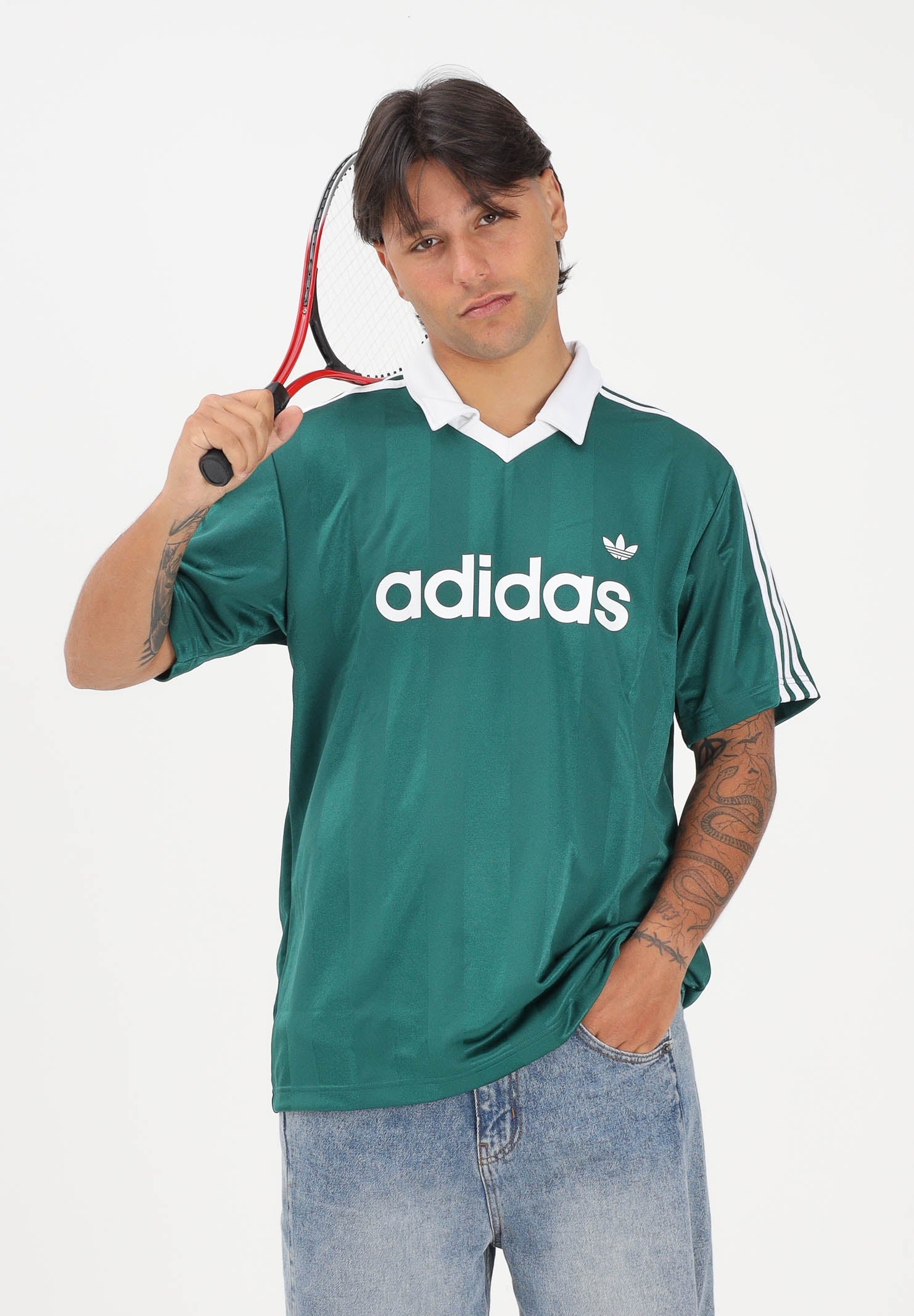 ADIDAS ORIGINALS Polo a manica corta Archive Collar Engineered Jersey verde per uomo e donna KE3582 . ADIDAS ORIGINALS