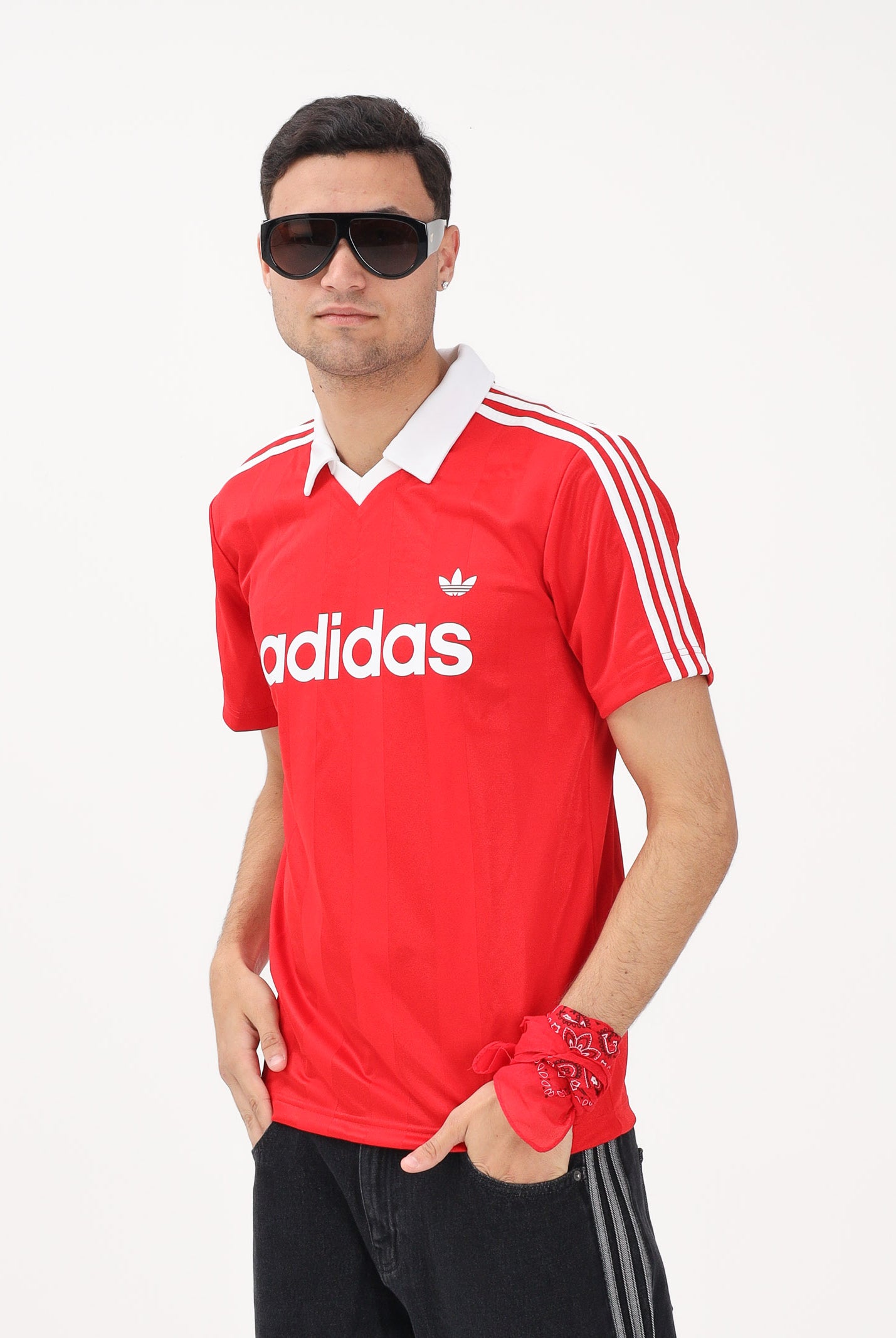 ADIDAS ORIGINALS Polo a manica corta ARCHIVE COLLAR ENGINEERED rossa da uomo KE3583 . ADIDAS ORIGINALS
