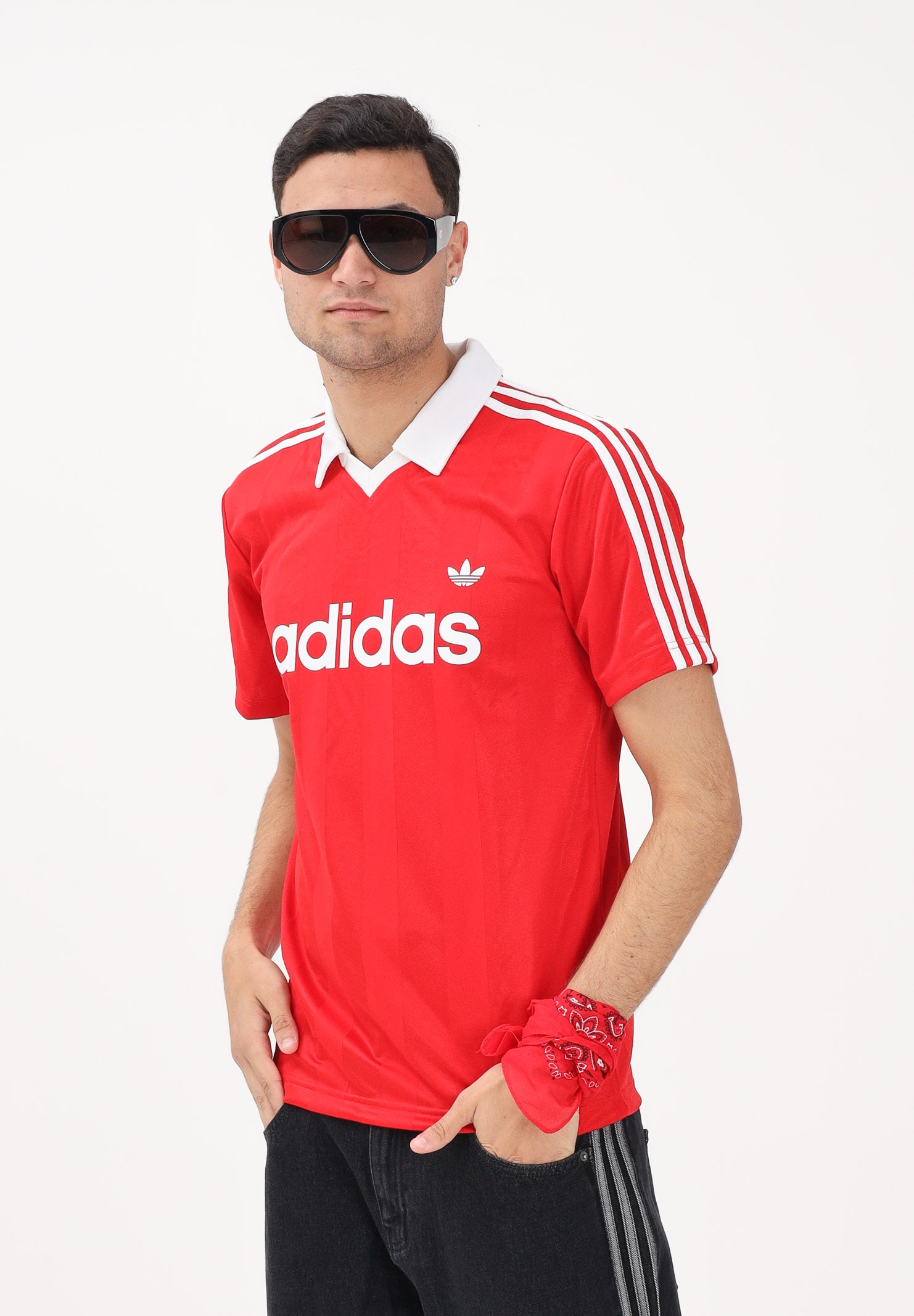 ADIDAS ORIGINALS Polo a manica corta ARCHIVE COLLAR ENGINEERED rossa da uomo KE3583 . ADIDAS ORIGINALS