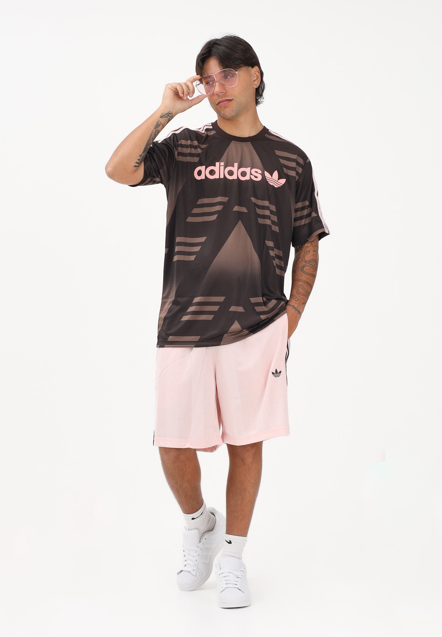 ADIDAS ORIGINALS Shorts sportivo 3 Strisce Loose Engineered rosa per uomo e donna KE3591 . ADIDAS ORIGINALS