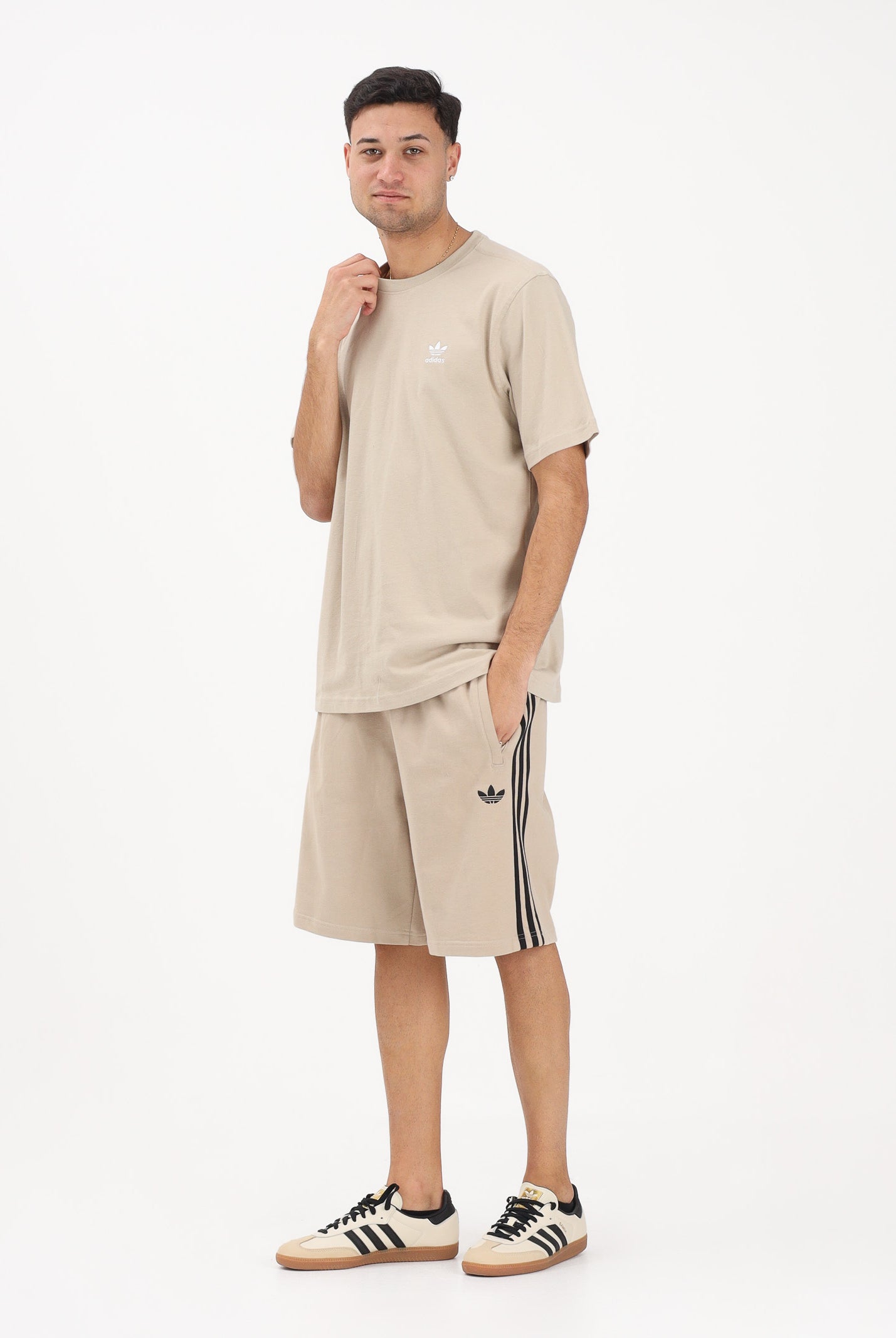 ADIDAS ORIGINALS Shorts 3-STRIPES beige e nero da uomo KE6681 . ADIDAS ORIGINALS