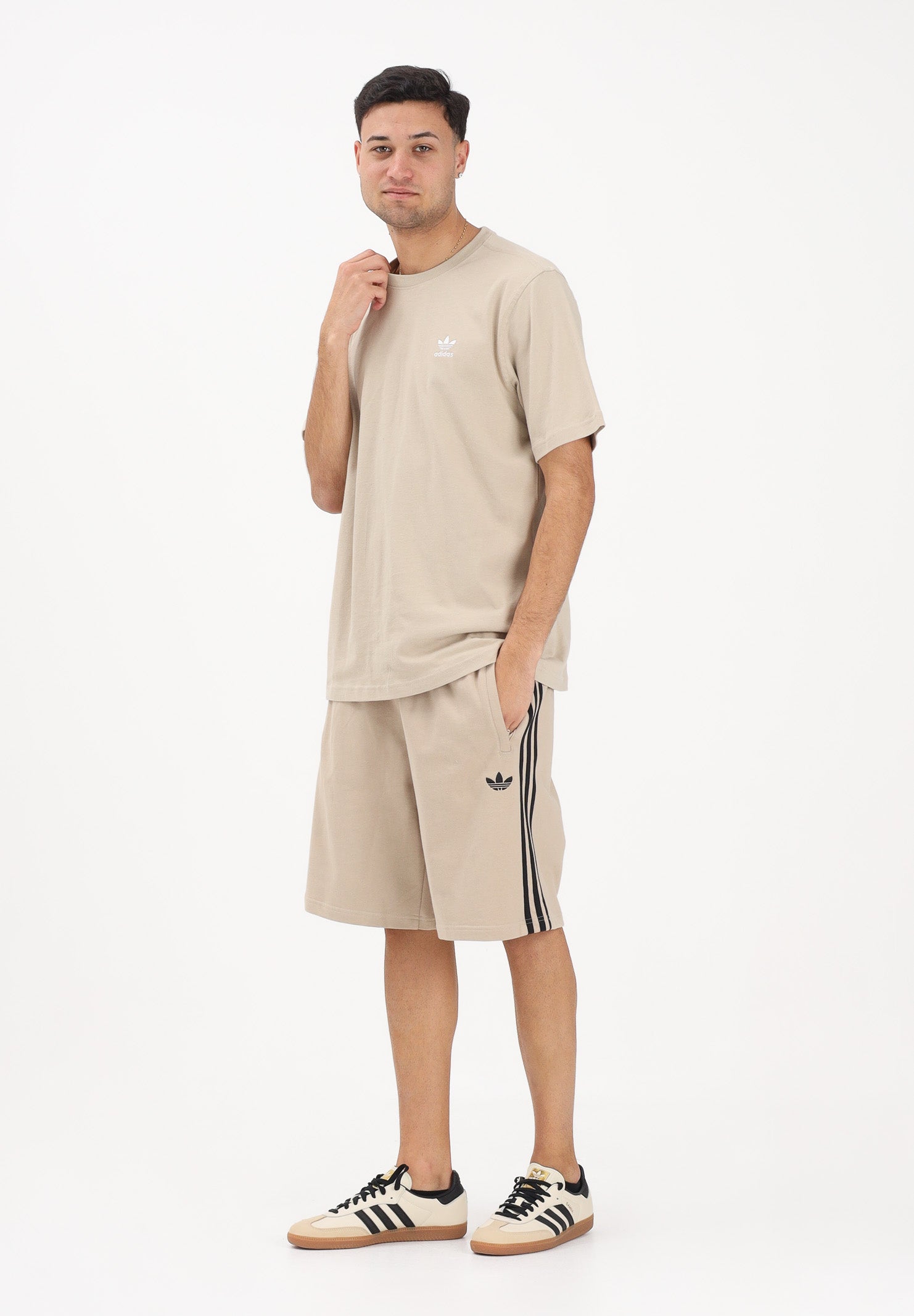 ADIDAS ORIGINALS Shorts 3-STRIPES beige e nero da uomo KE6681 . ADIDAS ORIGINALS