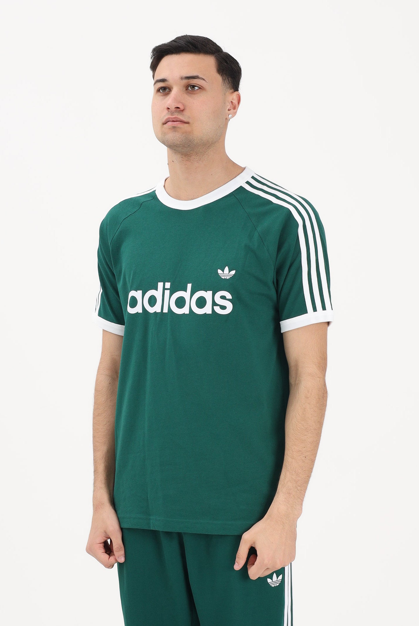 ADIDAS ORIGINALS T-shirt a manica corta 3-Stripes Slim Ringer verde da uomo KF0415 . ADIDAS ORIGINALS