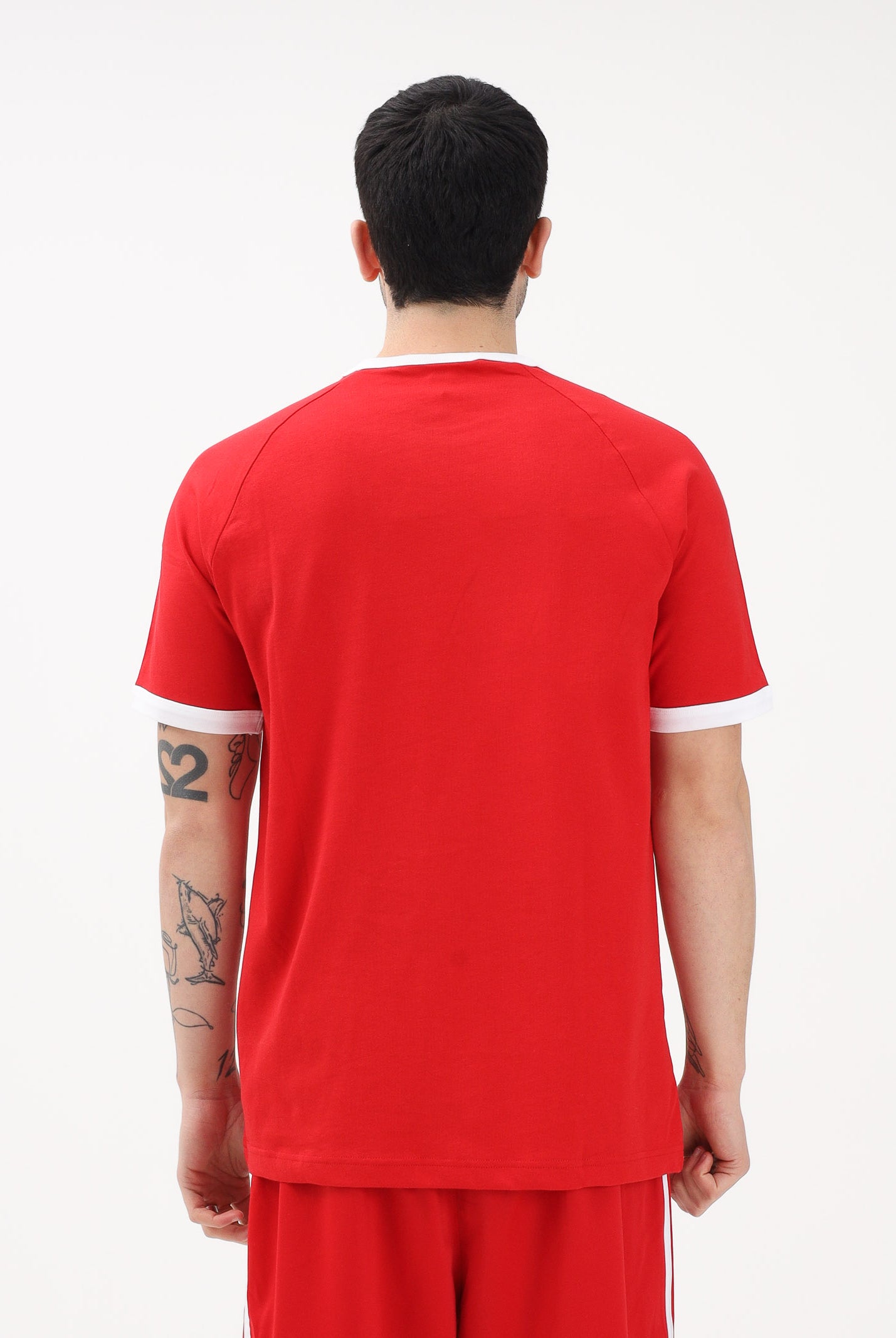 ADIDAS ORIGINALS T-shirt a manica corta 3-Stripes Slim Ringer rossa da uomo KF0416 . ADIDAS ORIGINALS