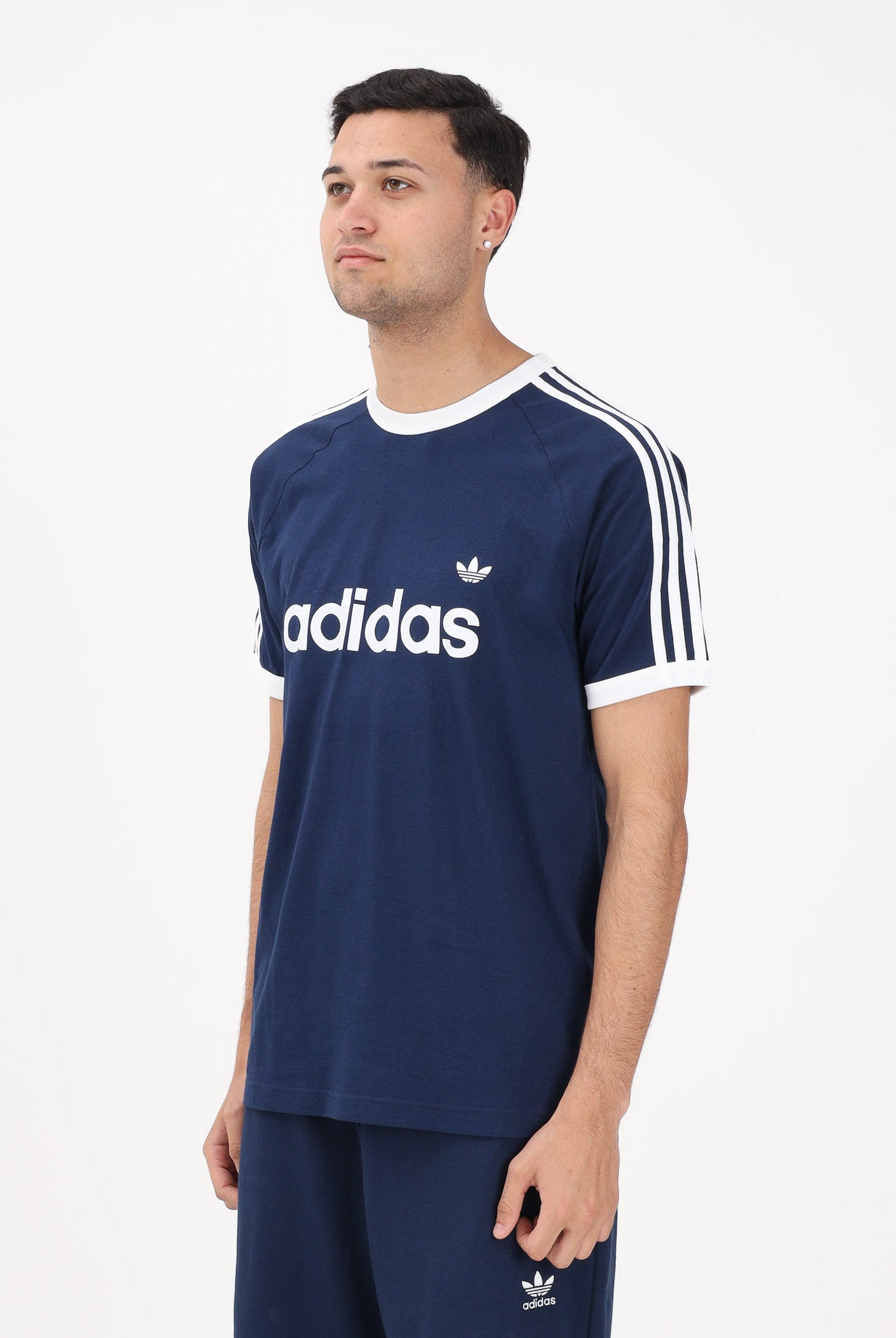 ADIDAS ORIGINALS T-shirt a manica corta 3-Stripes Slim Ringer blu da uomo KF0419 . ADIDAS ORIGINALS