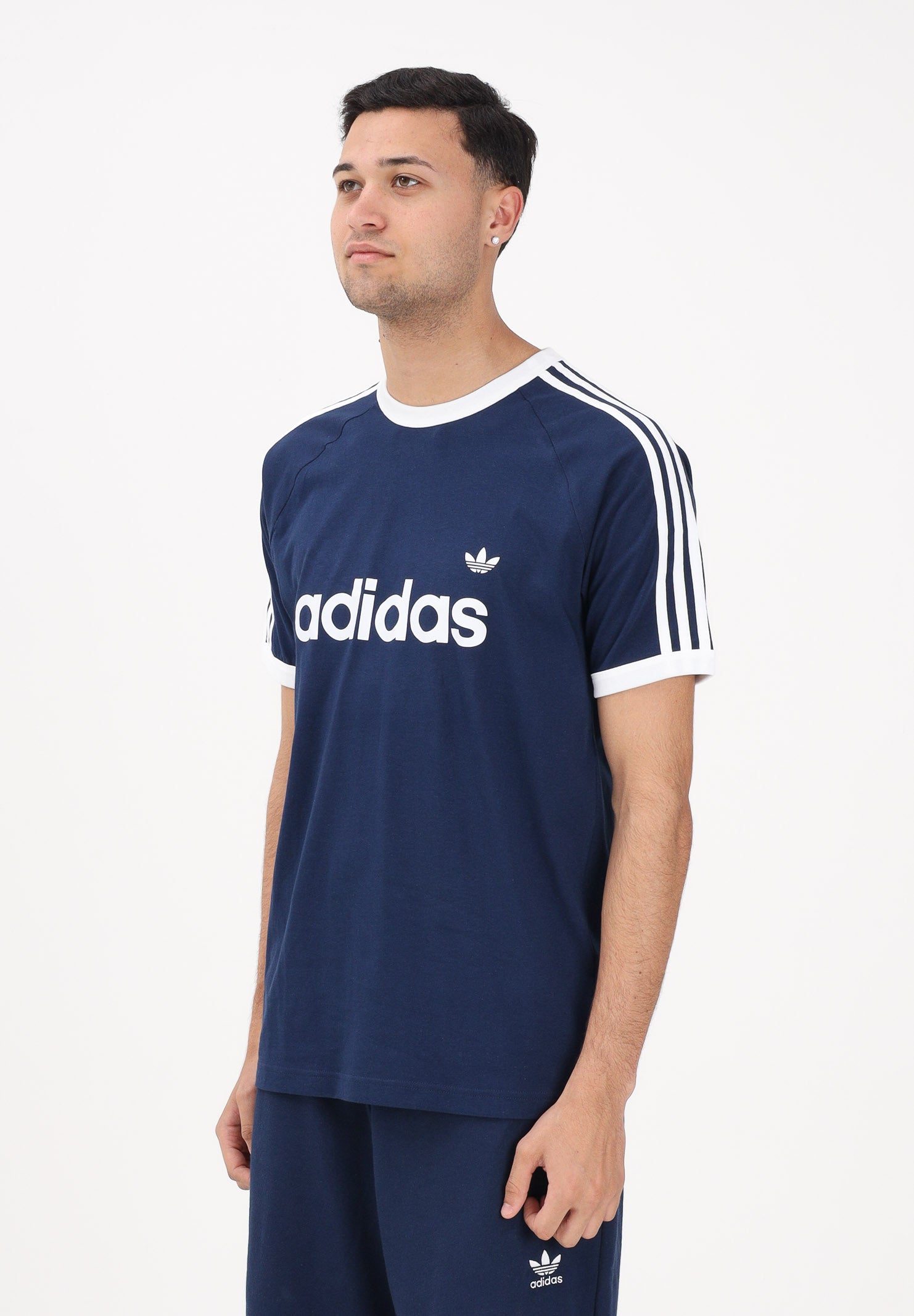 ADIDAS ORIGINALS T-shirt a manica corta 3-Stripes Slim Ringer blu da uomo KF0419 . ADIDAS ORIGINALS