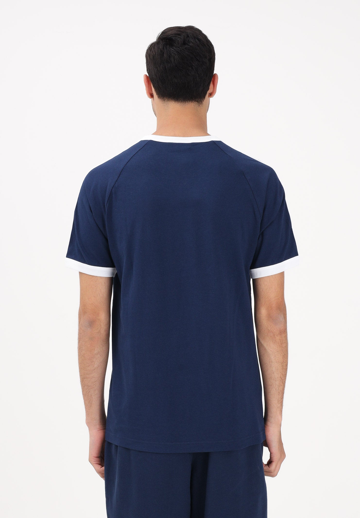 ADIDAS ORIGINALS T-shirt a manica corta 3-Stripes Slim Ringer blu da uomo KF0419 . ADIDAS ORIGINALS
