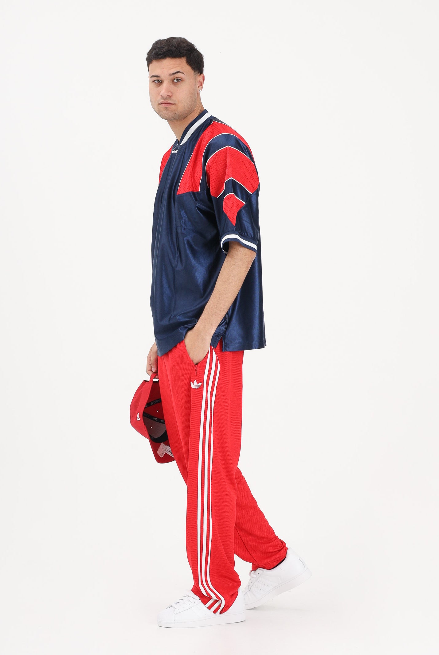 ADIDAS ORIGINALS T-shirt a manica corta PANEL JERSEY blu e rossa per uomo e donna KF0424 . ADIDAS ORIGINALS