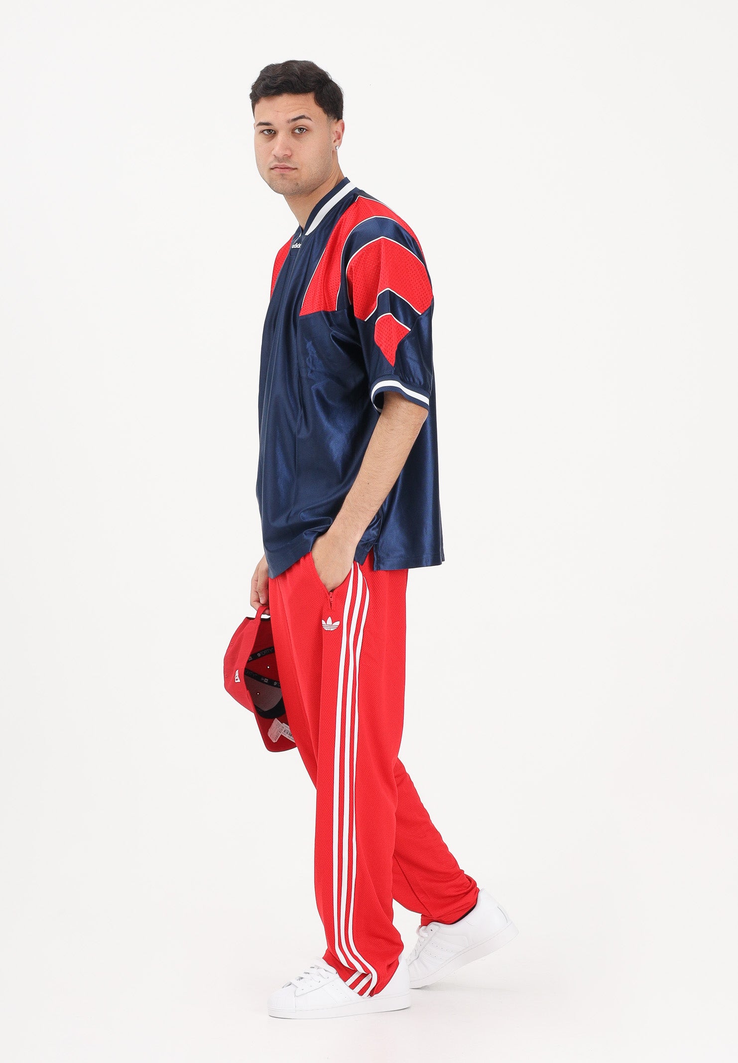 ADIDAS ORIGINALS T-shirt a manica corta PANEL JERSEY blu e rossa per uomo e donna KF0424 . ADIDAS ORIGINALS